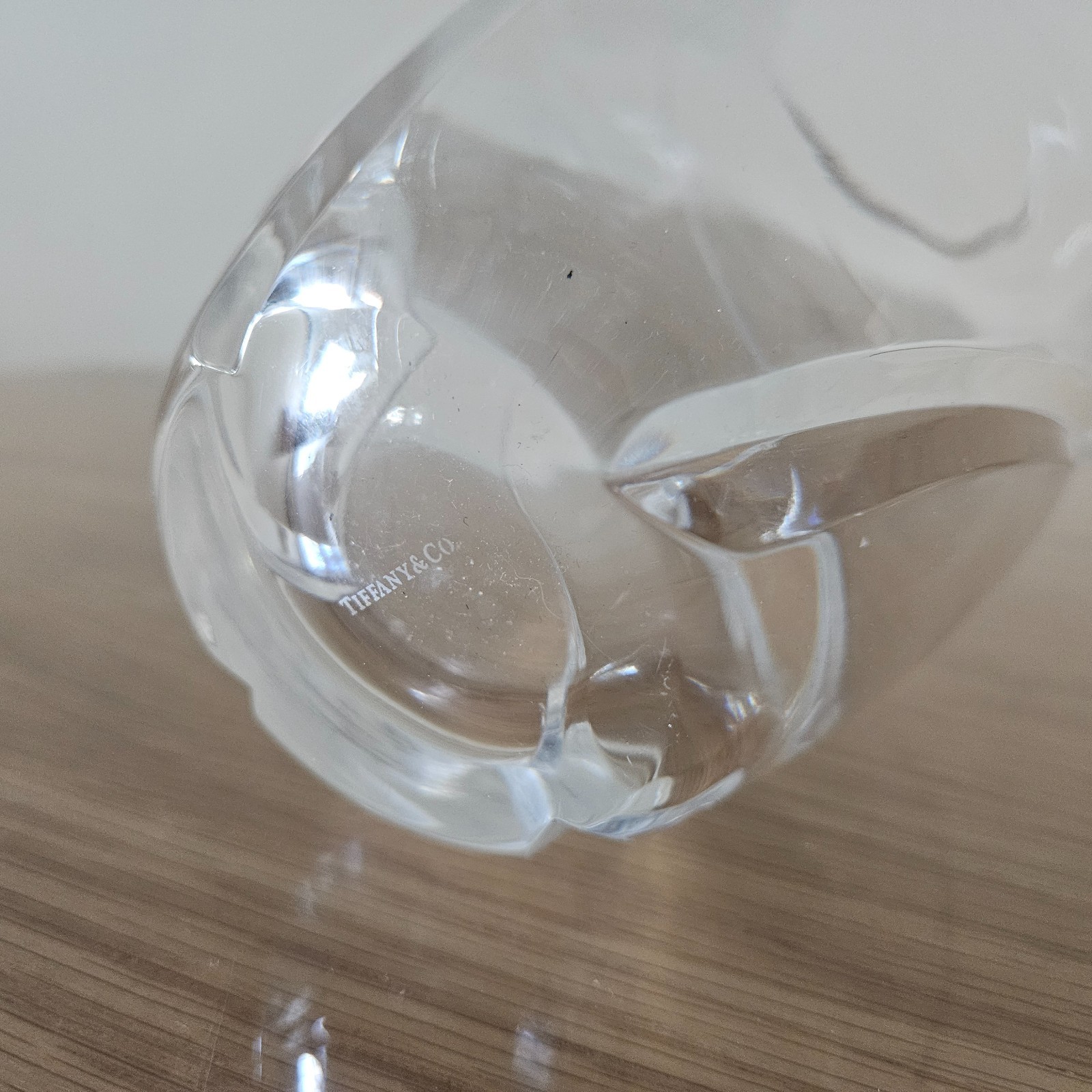 TIFFANY & CO Crystal Swirl Optic Flower Vase 8”