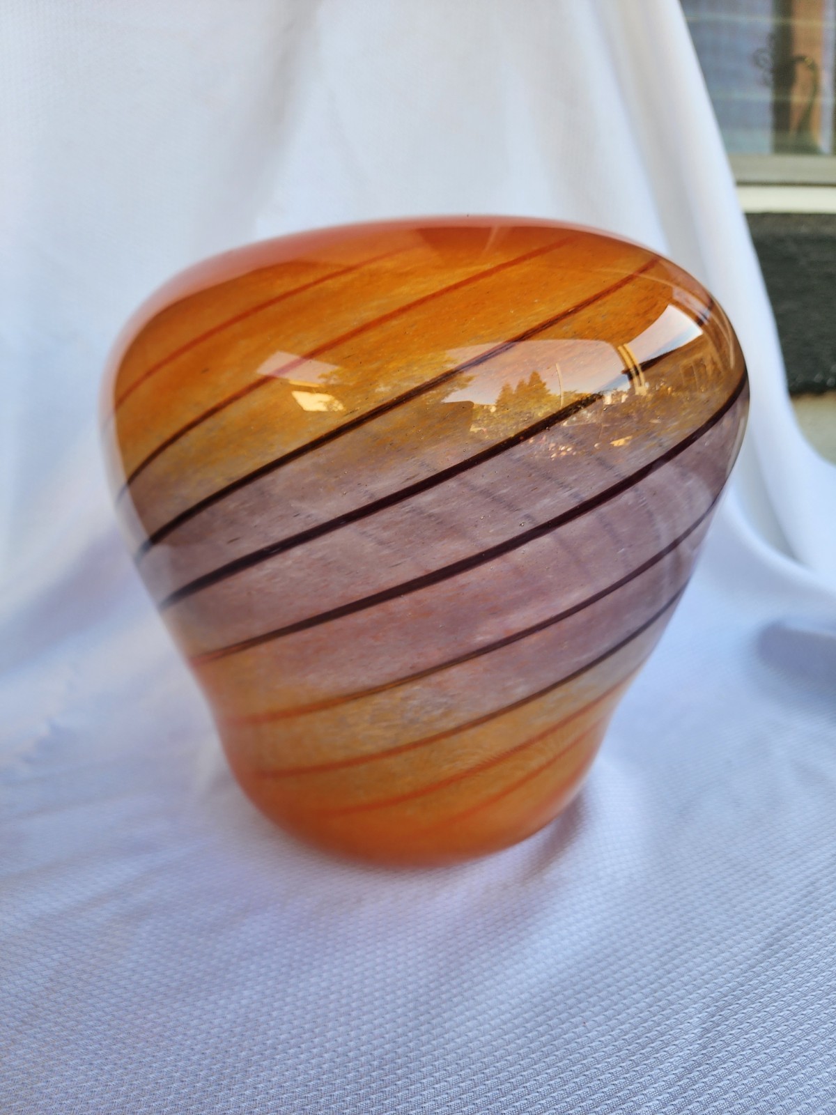 Large Art Glass Vase, Over 10 Pounds Gorgeous Colors