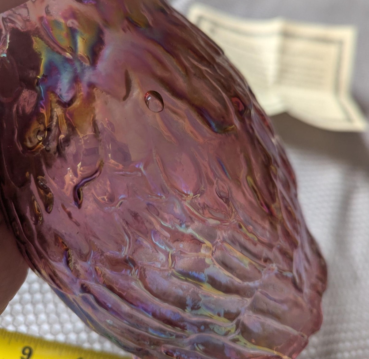 FENTON OWL Purple Carnival Iridescent Glass 6.5″ Tall Pink Amethyst Hollow