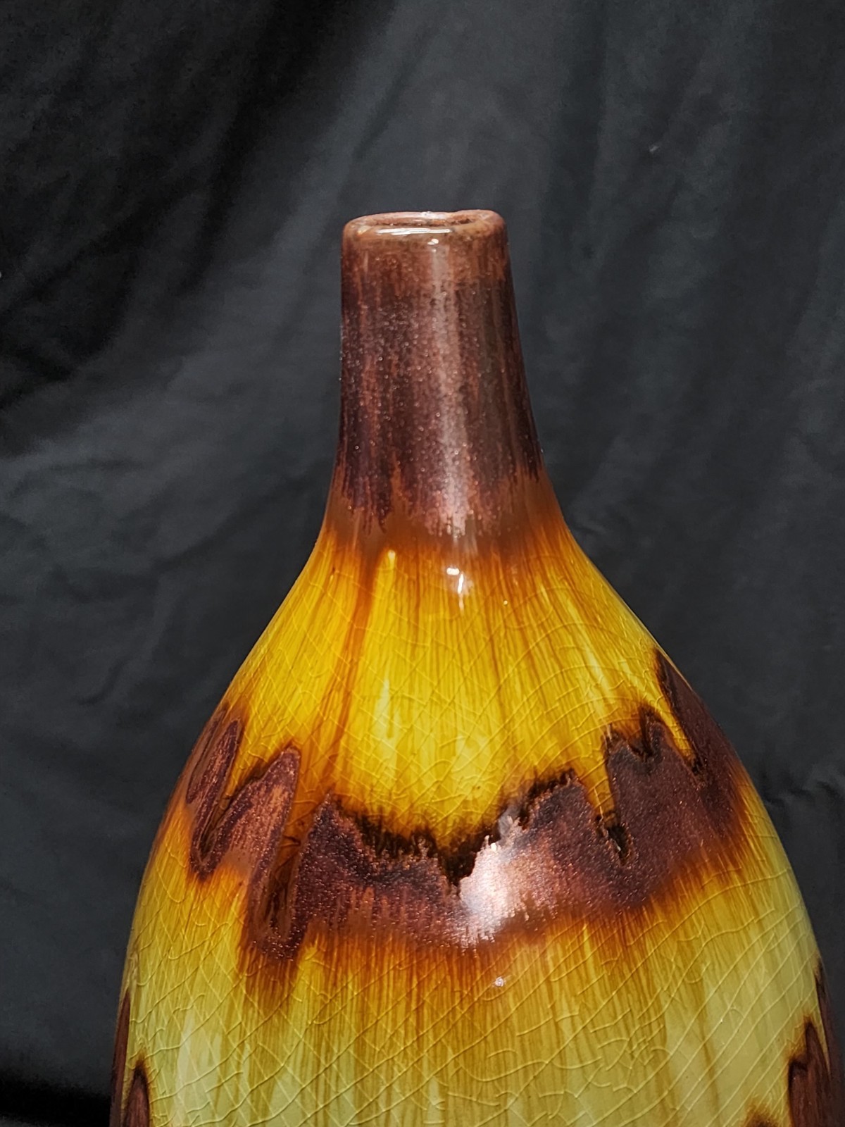 Vintage Colorful Abstract Paint Drip Art Pottery Vase 16”
