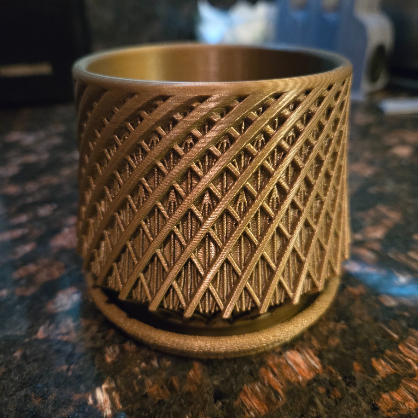 80mm 2 pc Planter Bronze Color 3D printed “kairo”