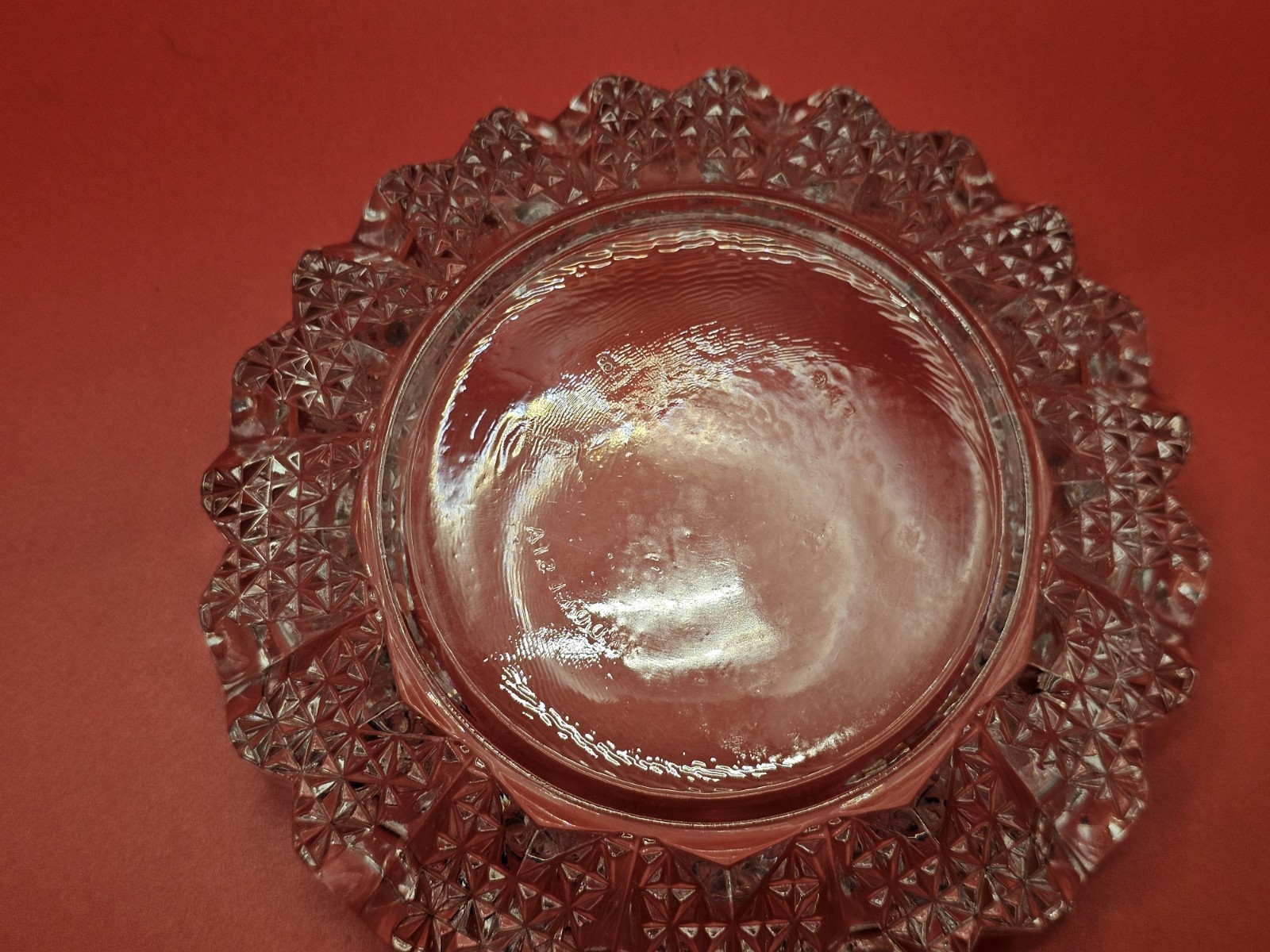 Vintage 5 7/8 Round Ashtray Firna FNG Indonesia Clear Cut Crystal Heavy Glass