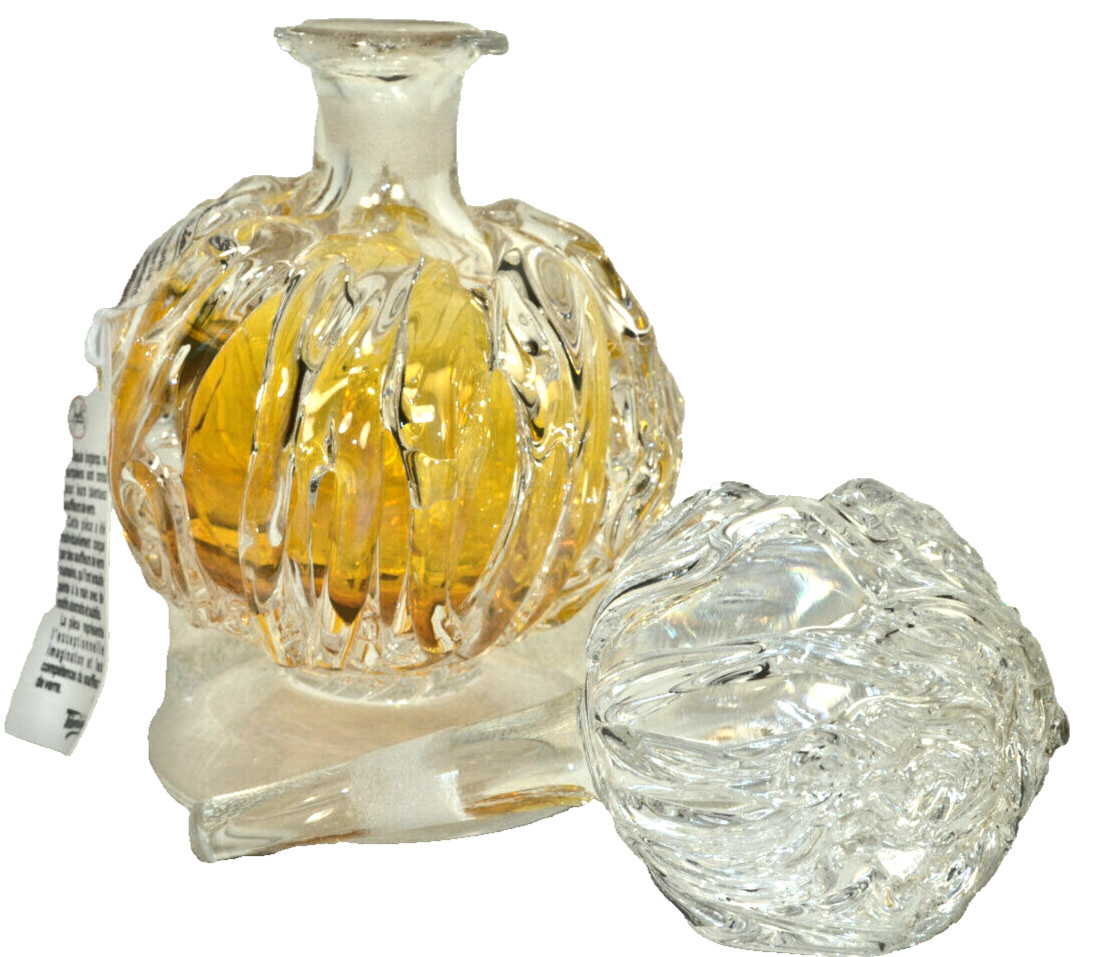 ION TAMAIAN Art Glass Perfume Scent Bottle Round Amber/Yellow Romania New