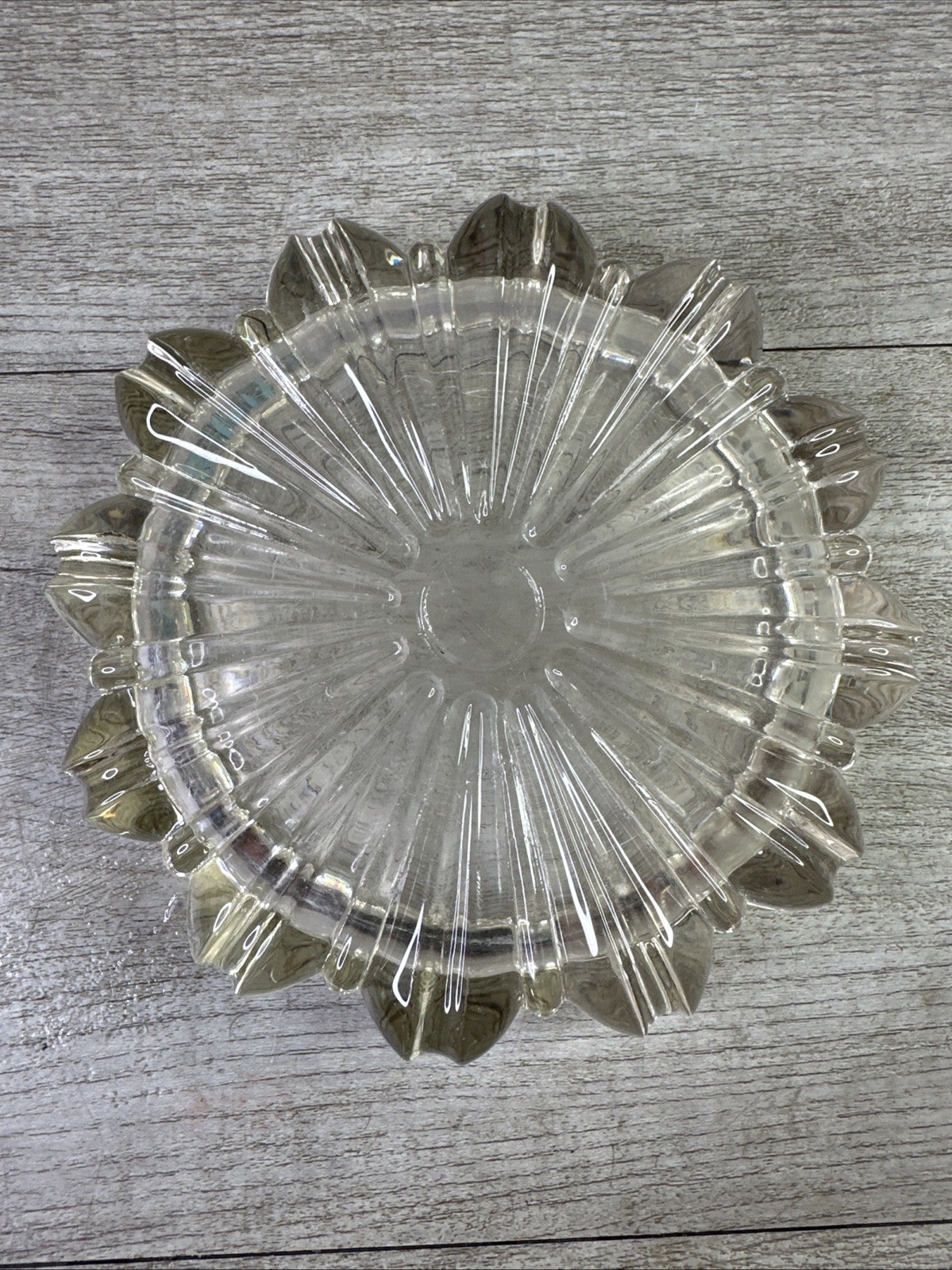 2-Hazel Atlas Vintage Nesting Ashtray Round Clear Glass Retro Mid-Century Modern