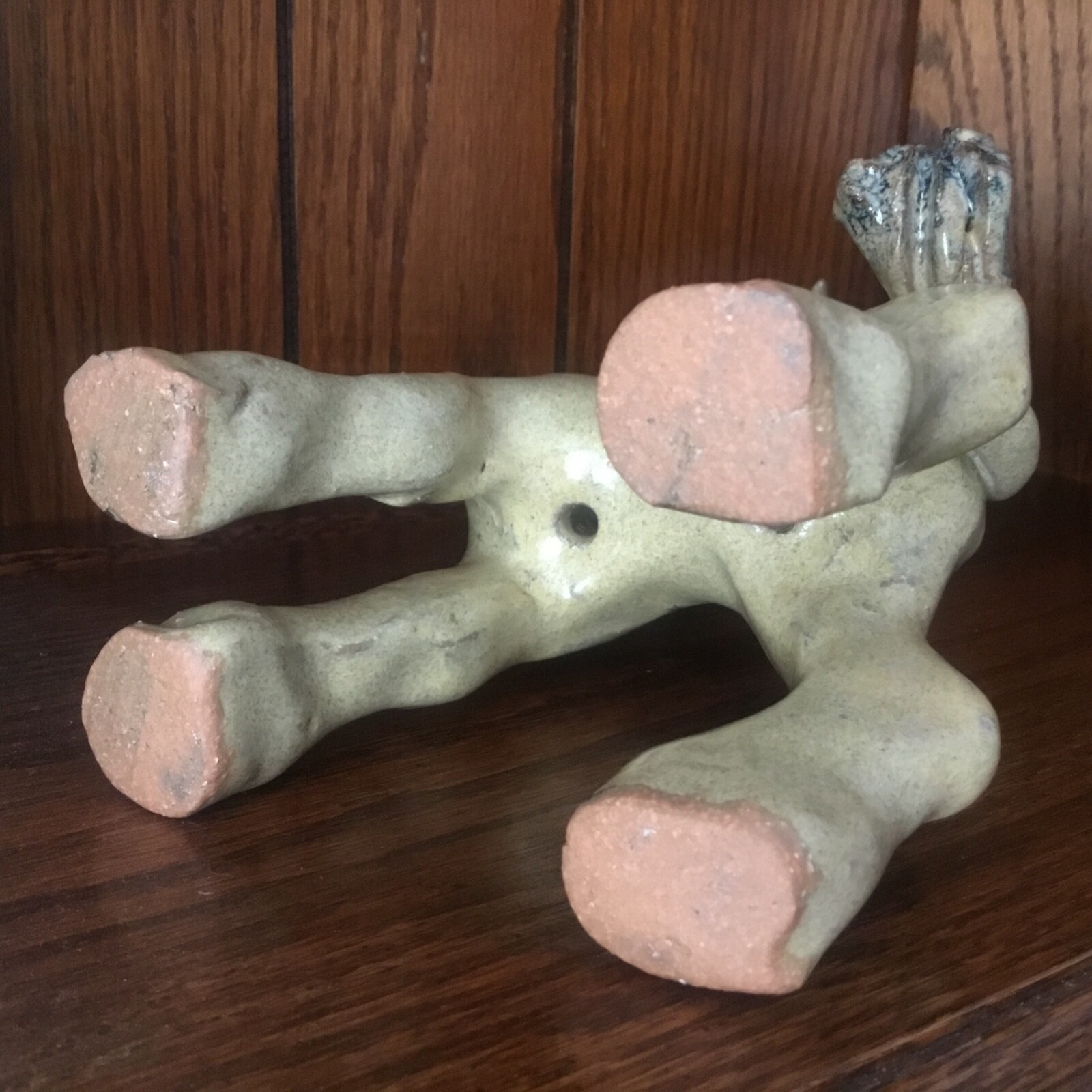 Art Pottery Giraffe Figurine Glazed 10” Tall Vintage