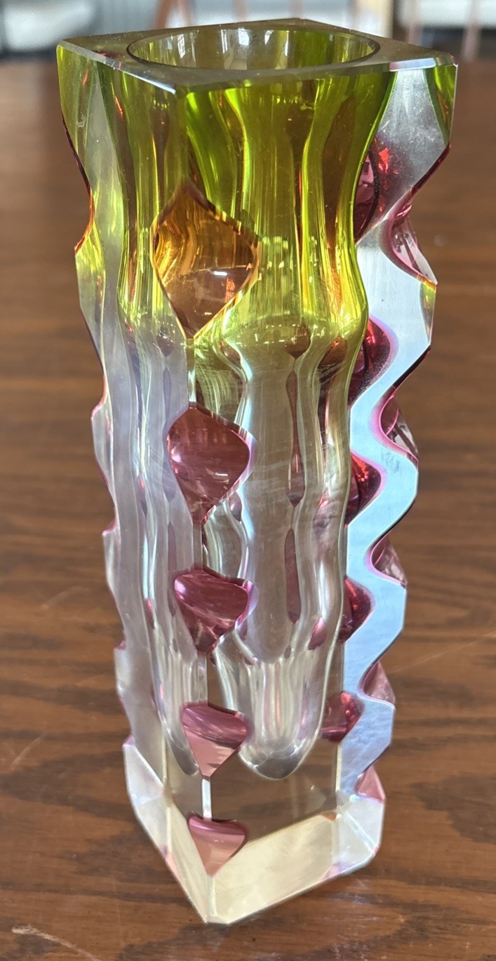OLDRICH LIPSKY GLASS VASE FOR NOVY BOR EXBOR VTG 60s Czechoslovakia MCM RARE