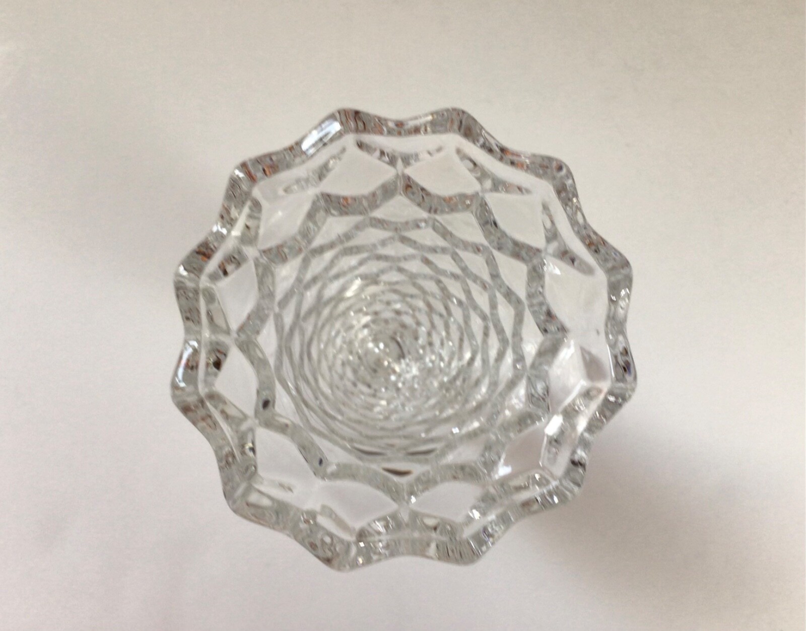 Fostoria Authentic American Clear Glass Cube Hexagon Footed Flared Bud Vase 6″