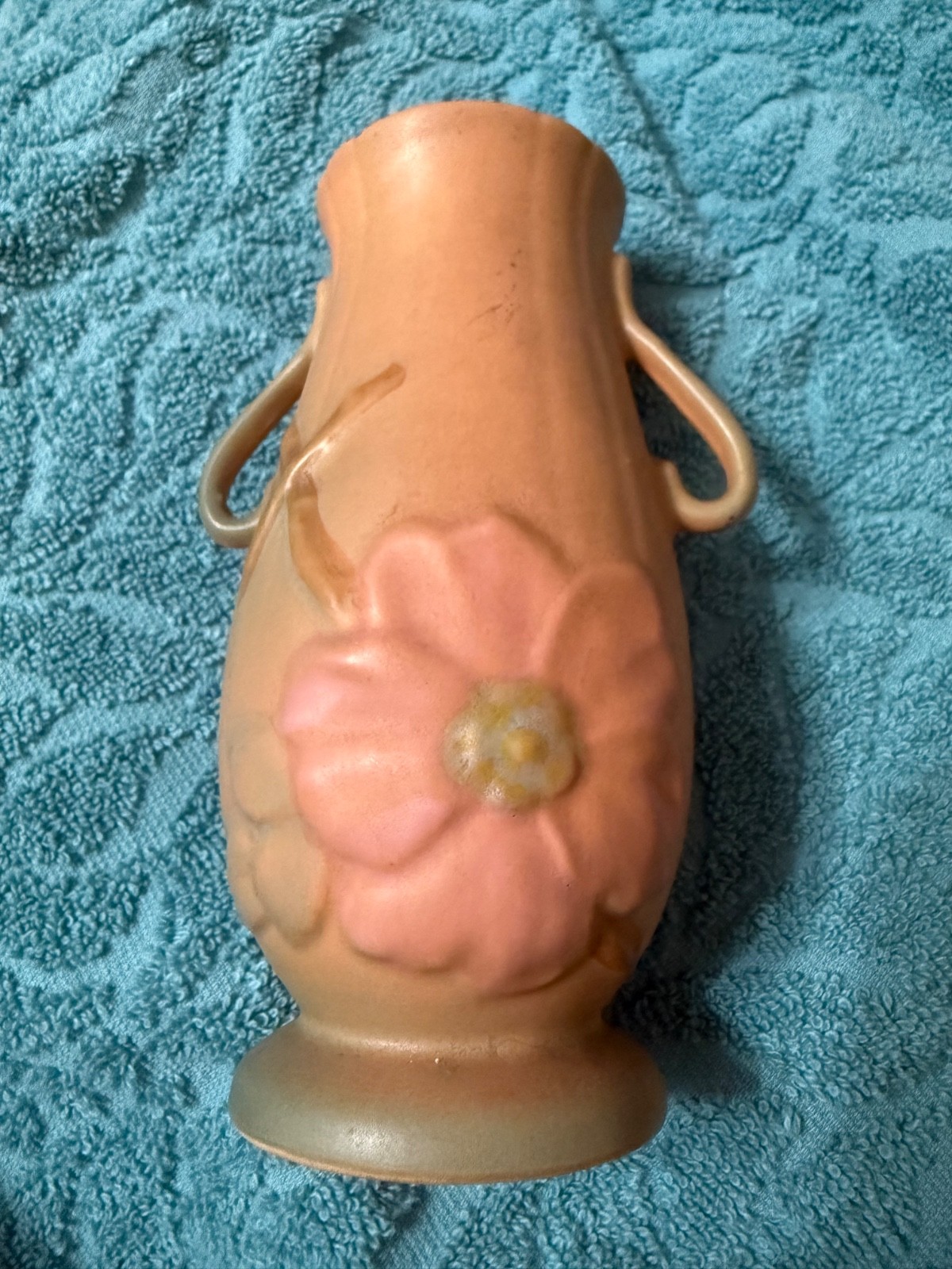 Weller Wild Rose Vase 1930 trade mark 6.5 inches tall