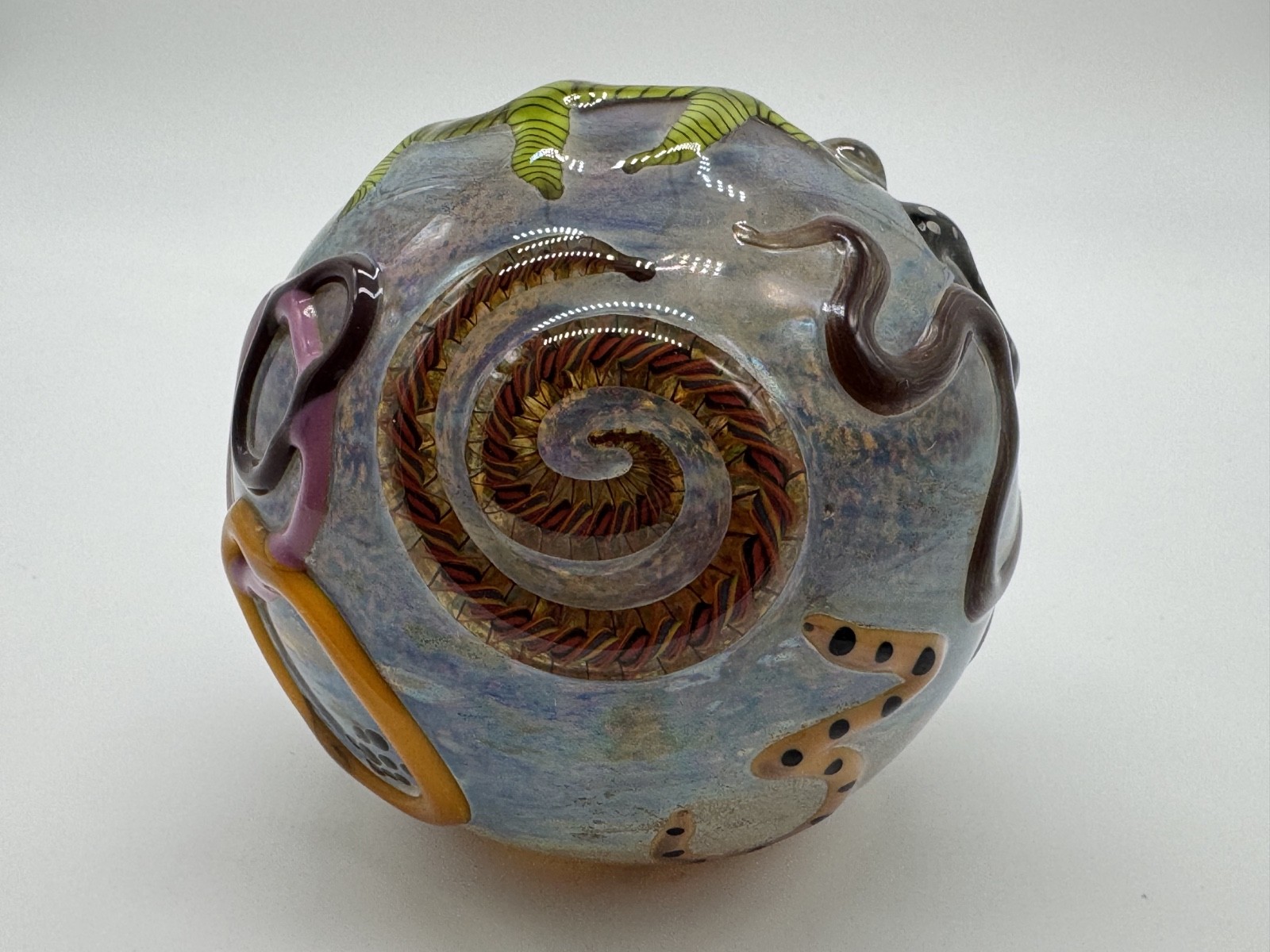 Kenny Walton Signed Art Glass Paperweight Underwater Design 1 of 2