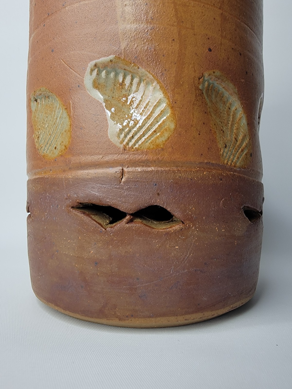 Studio Art Pottery by Chris Strecker Vase Planter Drain Holes Sea Shells