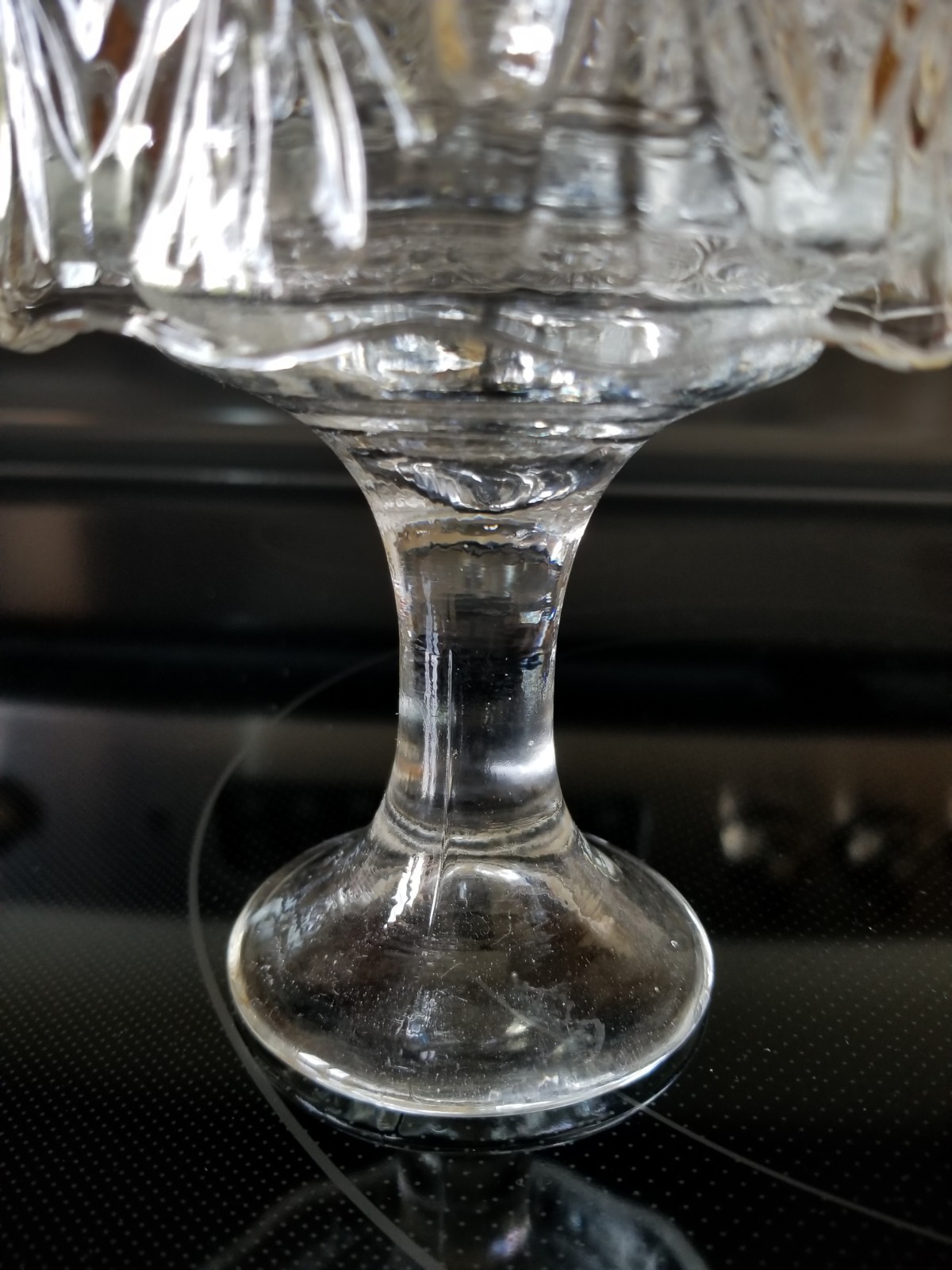Vintage Partylite Clear Glass Fairy Lamp Tea Lite Pineapple Fan Diamond Pattern