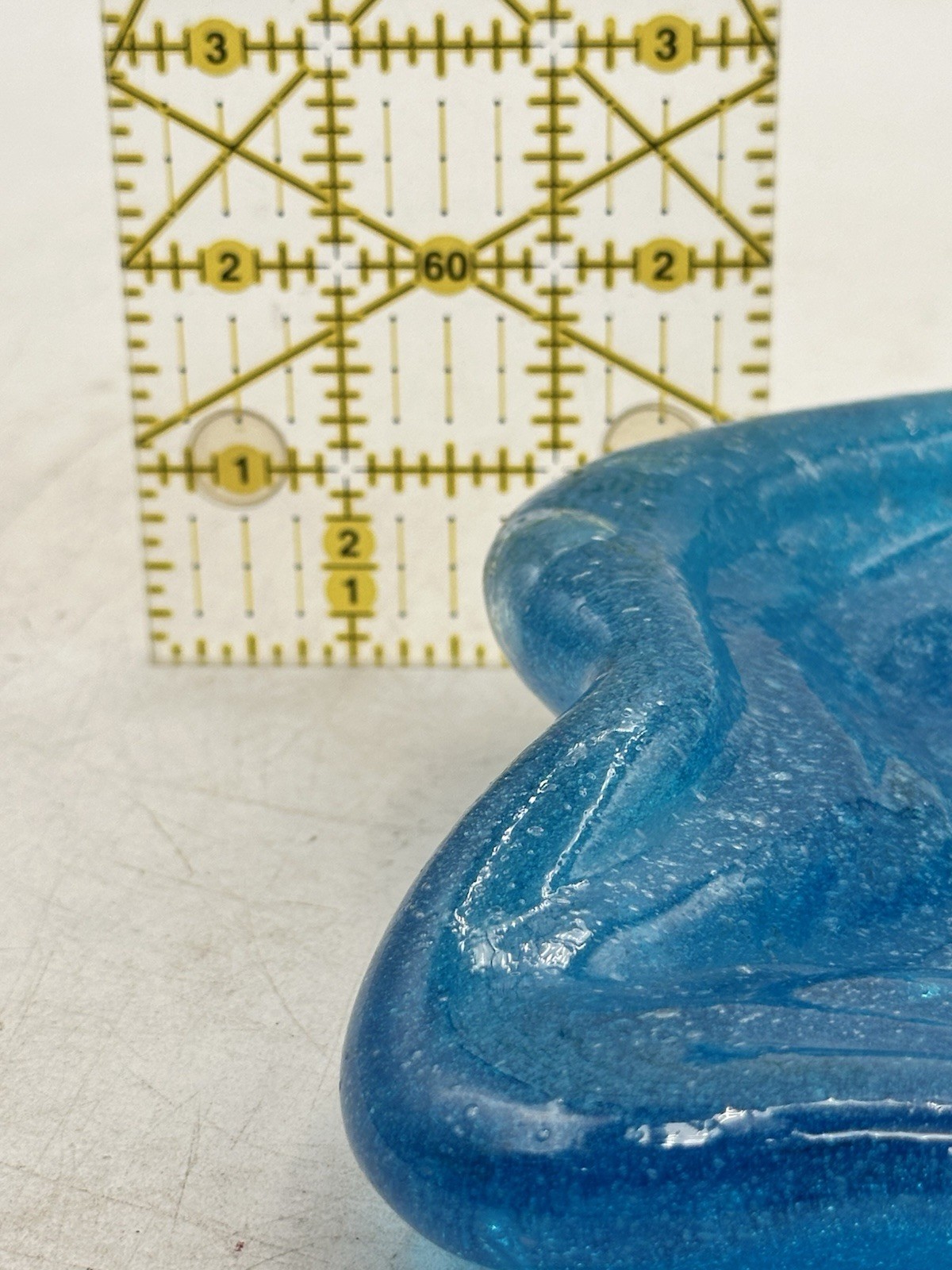 Blue Blown Art Glass Trinket Decor Dish Hand Molded Novice Piece Ashtray