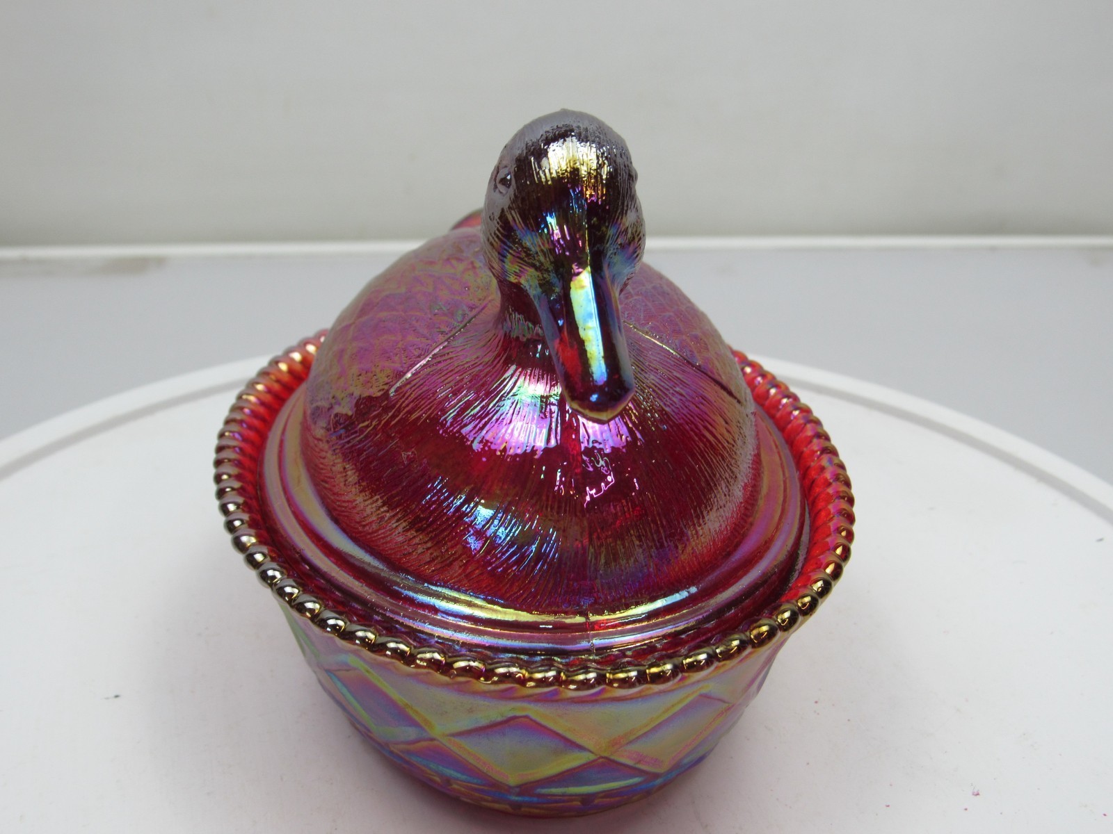 Westmoreland DUCK ON NEST Red Carnival Glass Limited Edition Levay 87/1000 1983