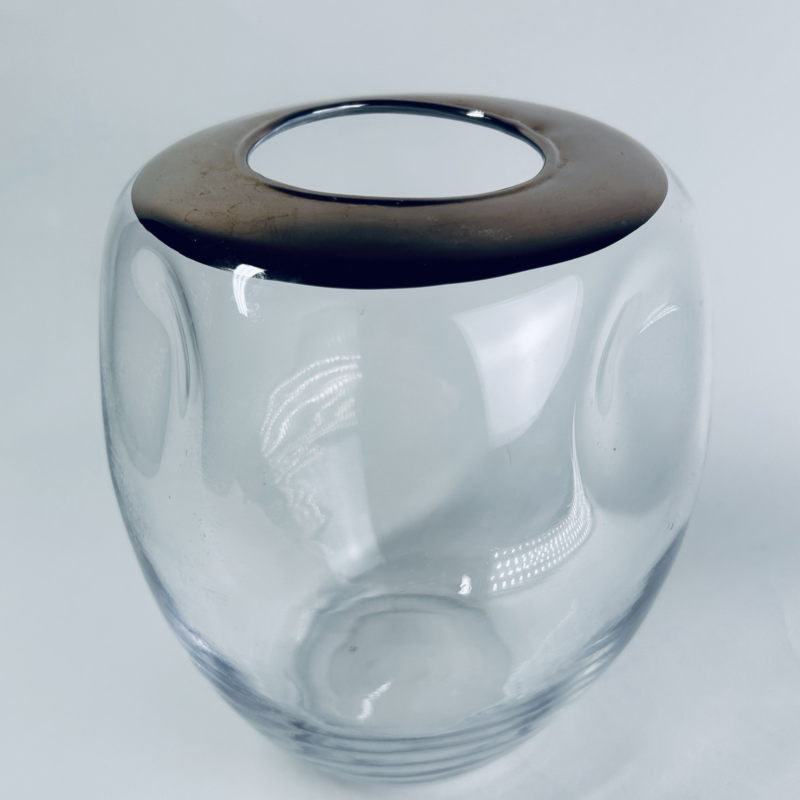 Global Views Organic Formed 8” Vase w/Platinum Rim Hand-Blown Premium Glass #236