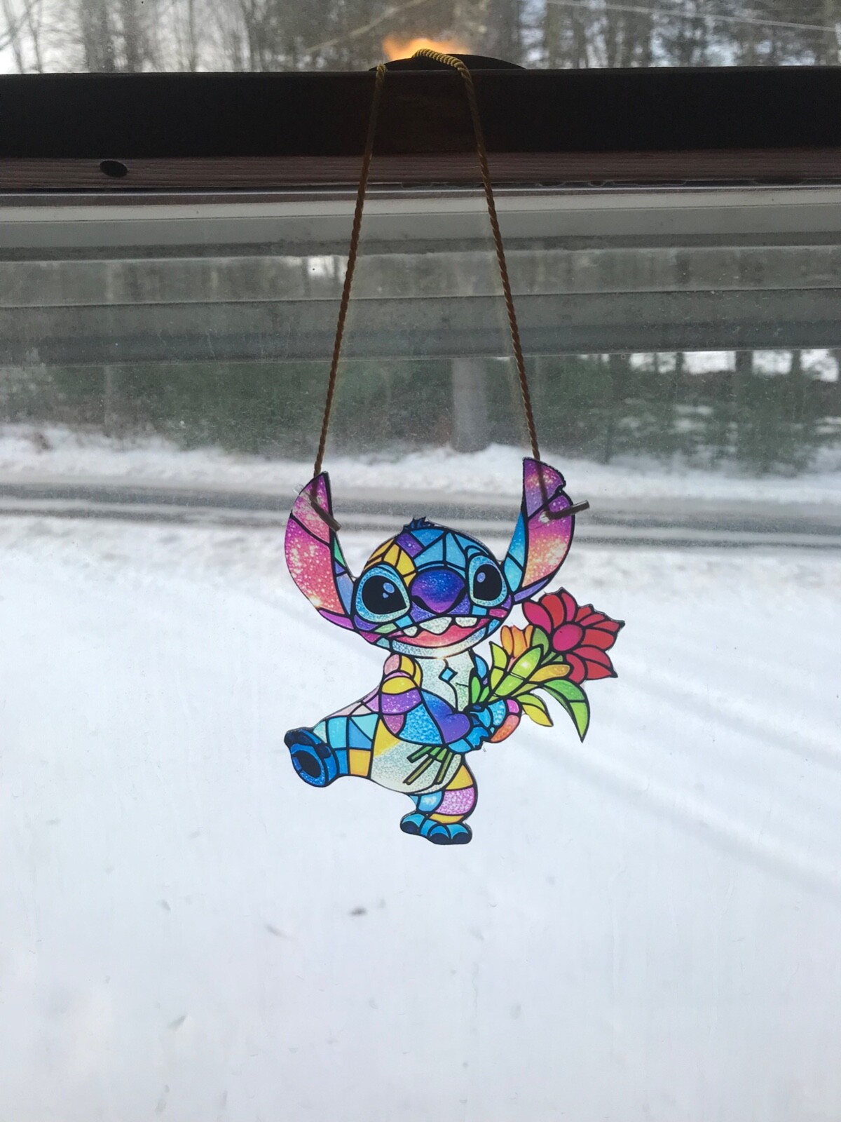 Disney stitch window decoration/ suncatcher. measures 6×5 inches. very pretty