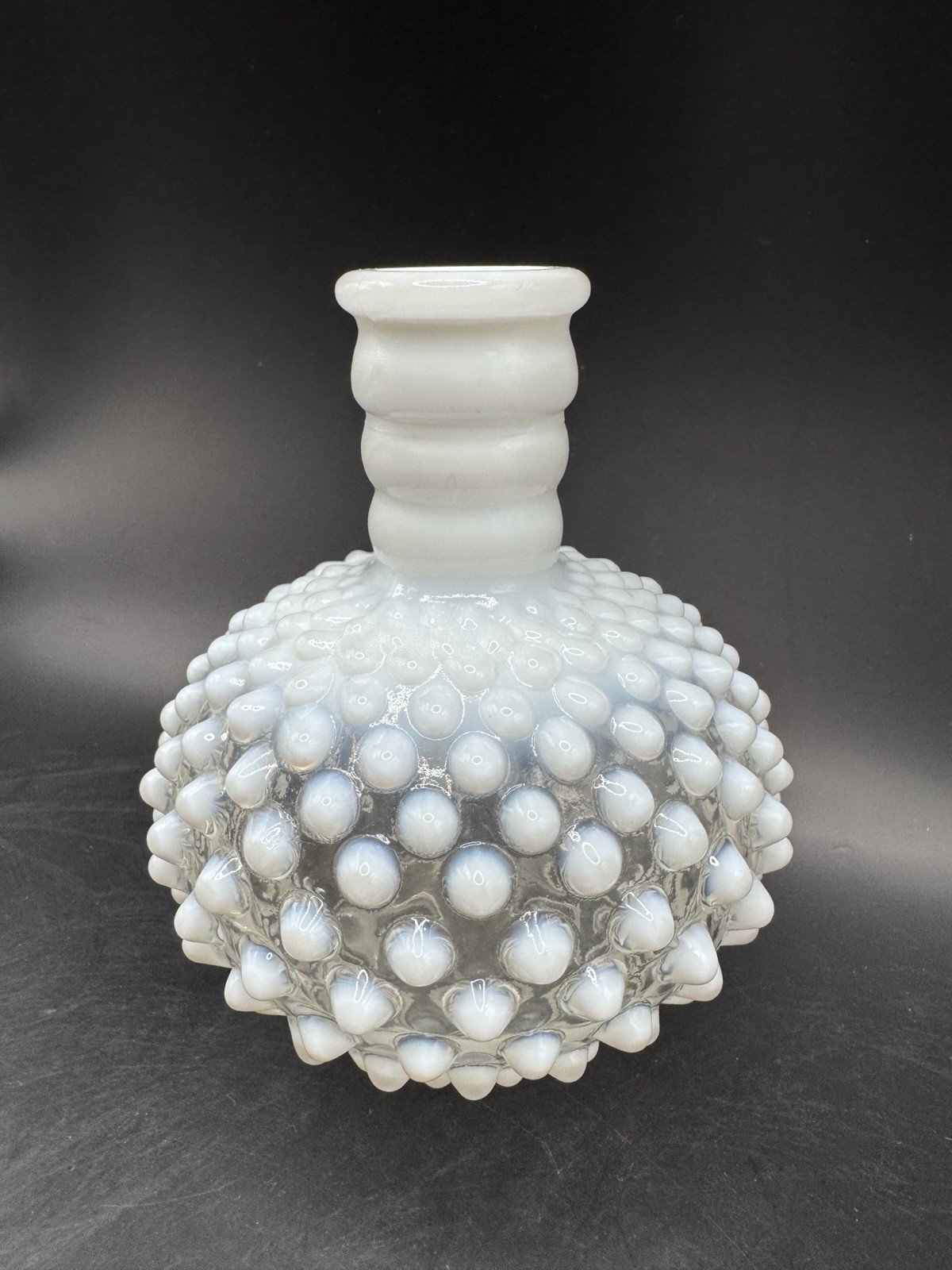 Vintage Fenton French Opalescent Hobnail Milk Glass Bud Vase/Perfume Bottle