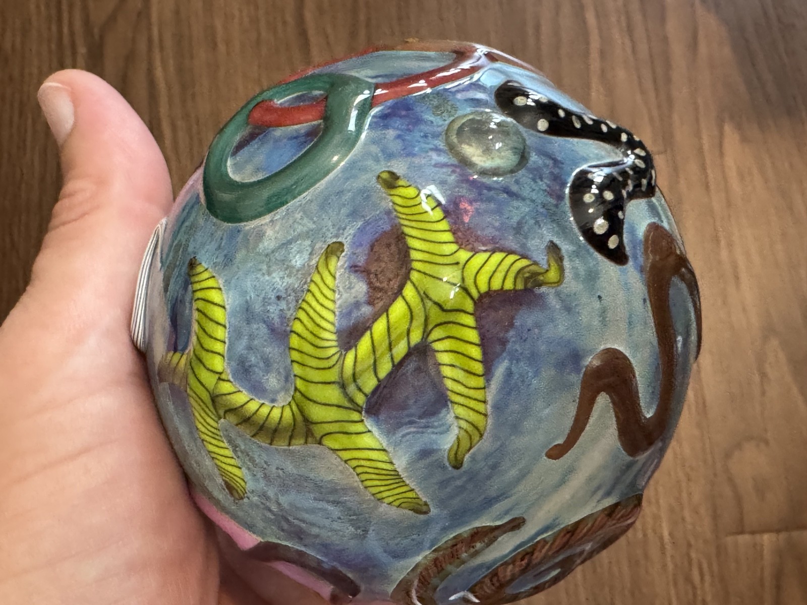 Kenny Walton Signed Art Glass Paperweight Underwater Design 1 of 2