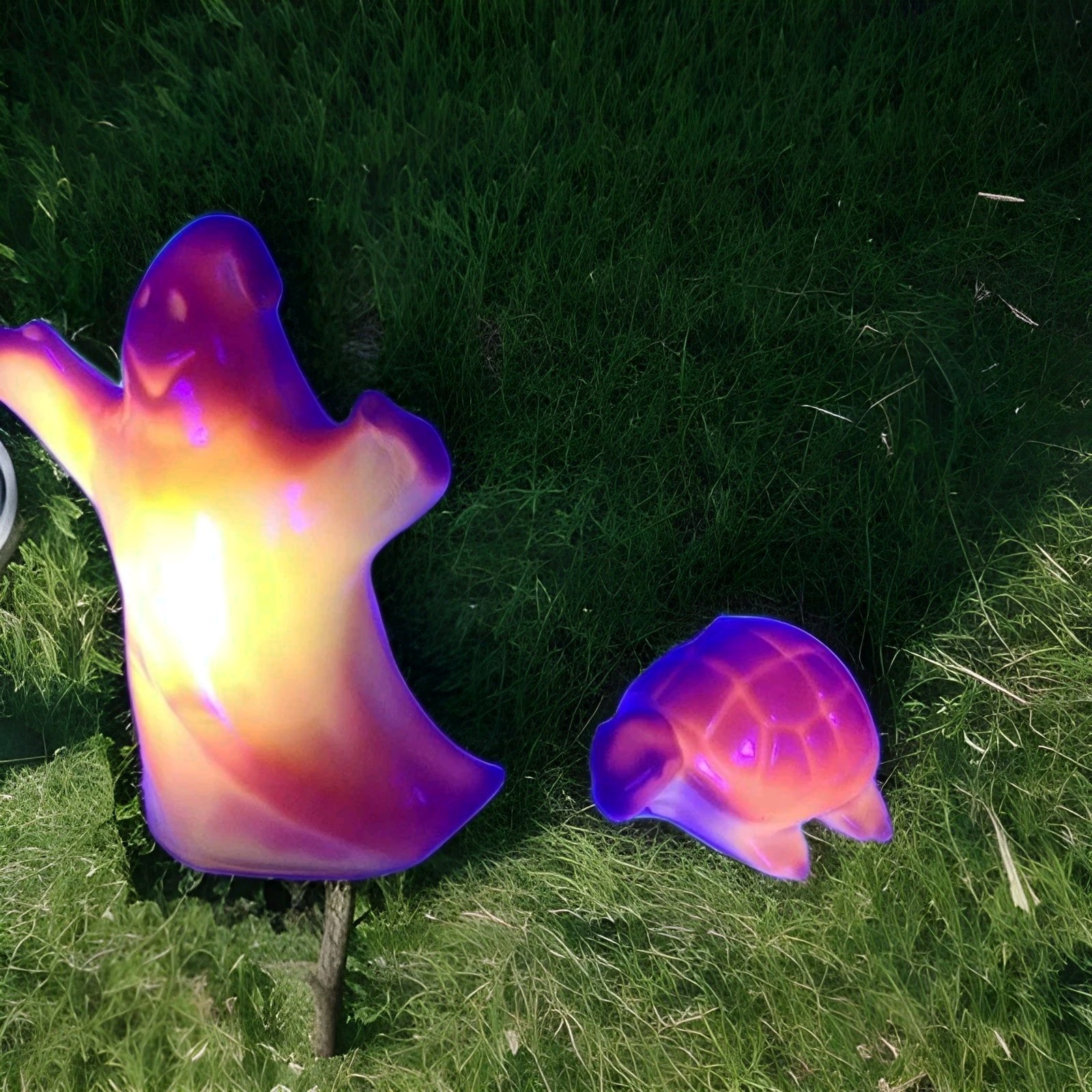 Ghost and Turtle Mosser for Fenton Mold Art Glass Dandelion Yellow Glows UV