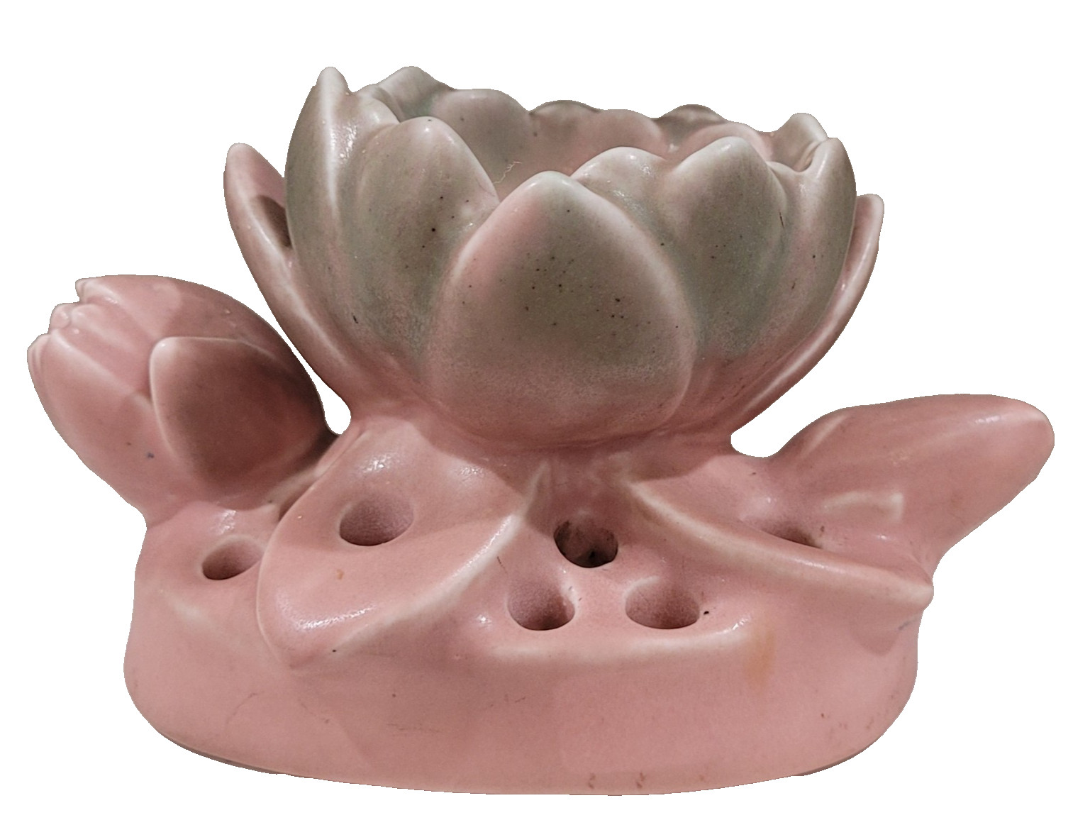 Antique Rookwood Pottery Waterlily Flower Frog Pink HTF