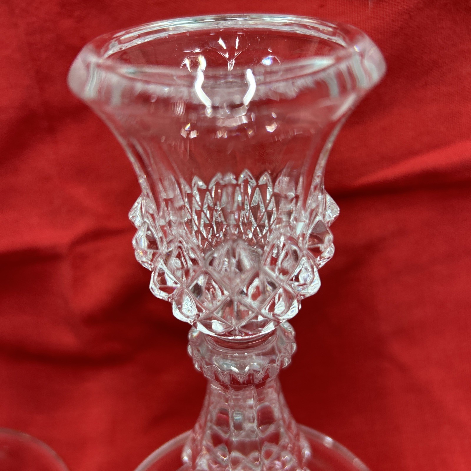 Cut Glass Candlestick Pair Elegant and well kept 6 1/2 inches beautiful set.