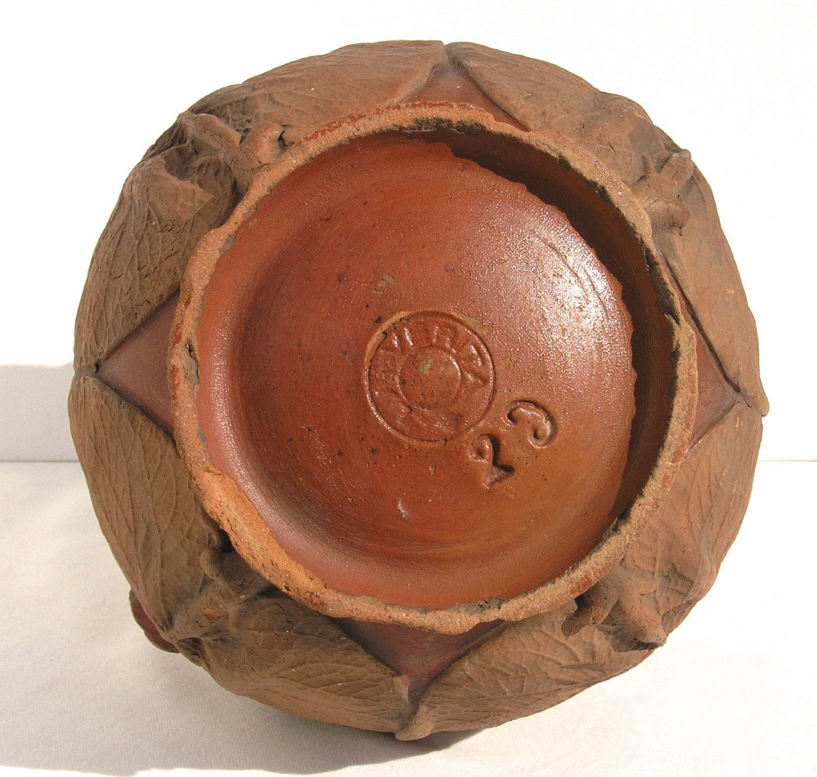 Vintage La Verita Face Planter Pot Jardiniere Terracotta Cabbage Leaf Bee Italy