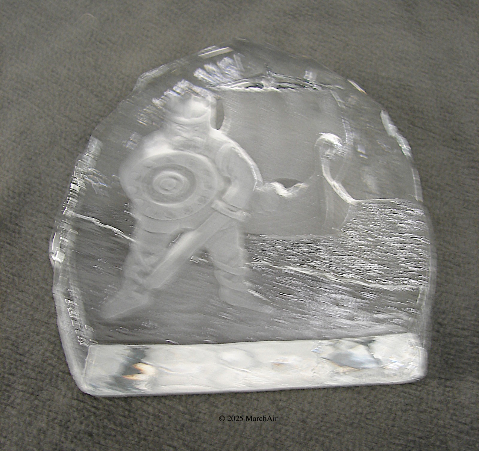 Vintage Nybro Sweden Crystal 2 lb 5 oz Paperweight Sculpture Viking and Ship