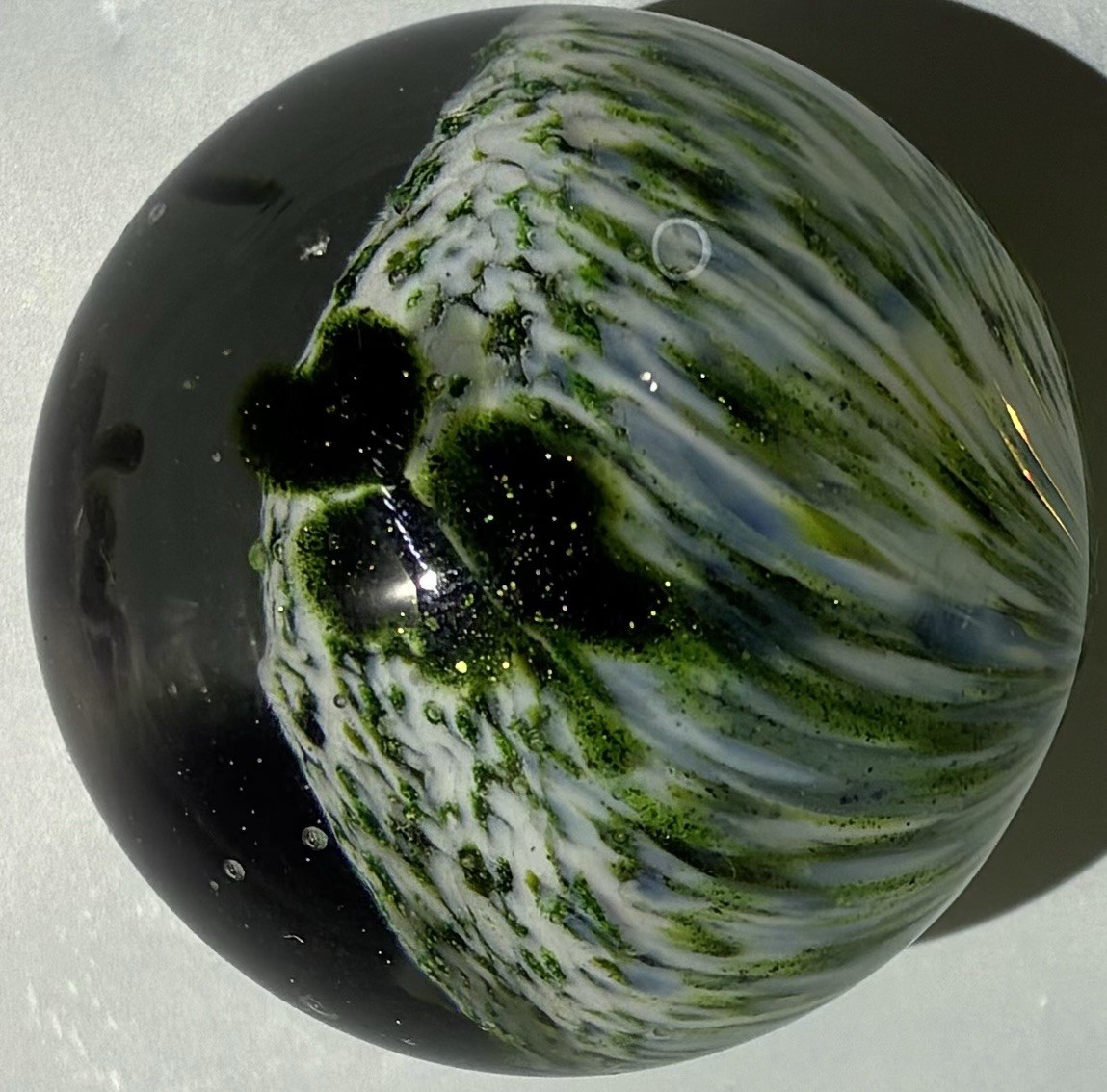 David Salazar Handmade Art Glass Marble Cloverleaf Shamrock Signed Custom 1.5in