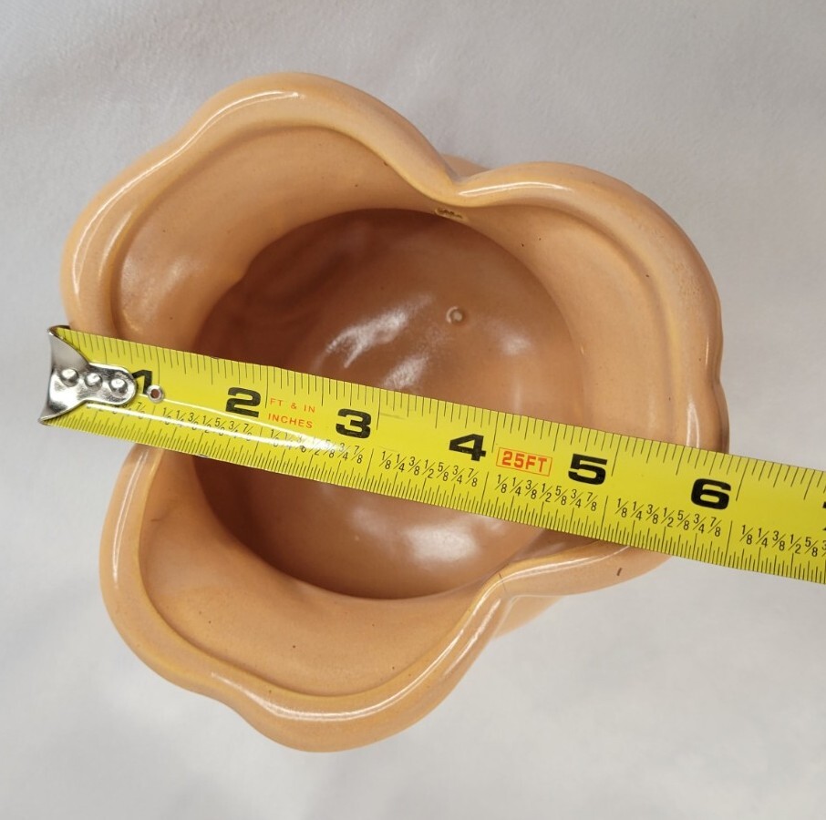 Vintage WELLER POTTERY Peach & White HANGING PLANTER BASKET With Drainage.