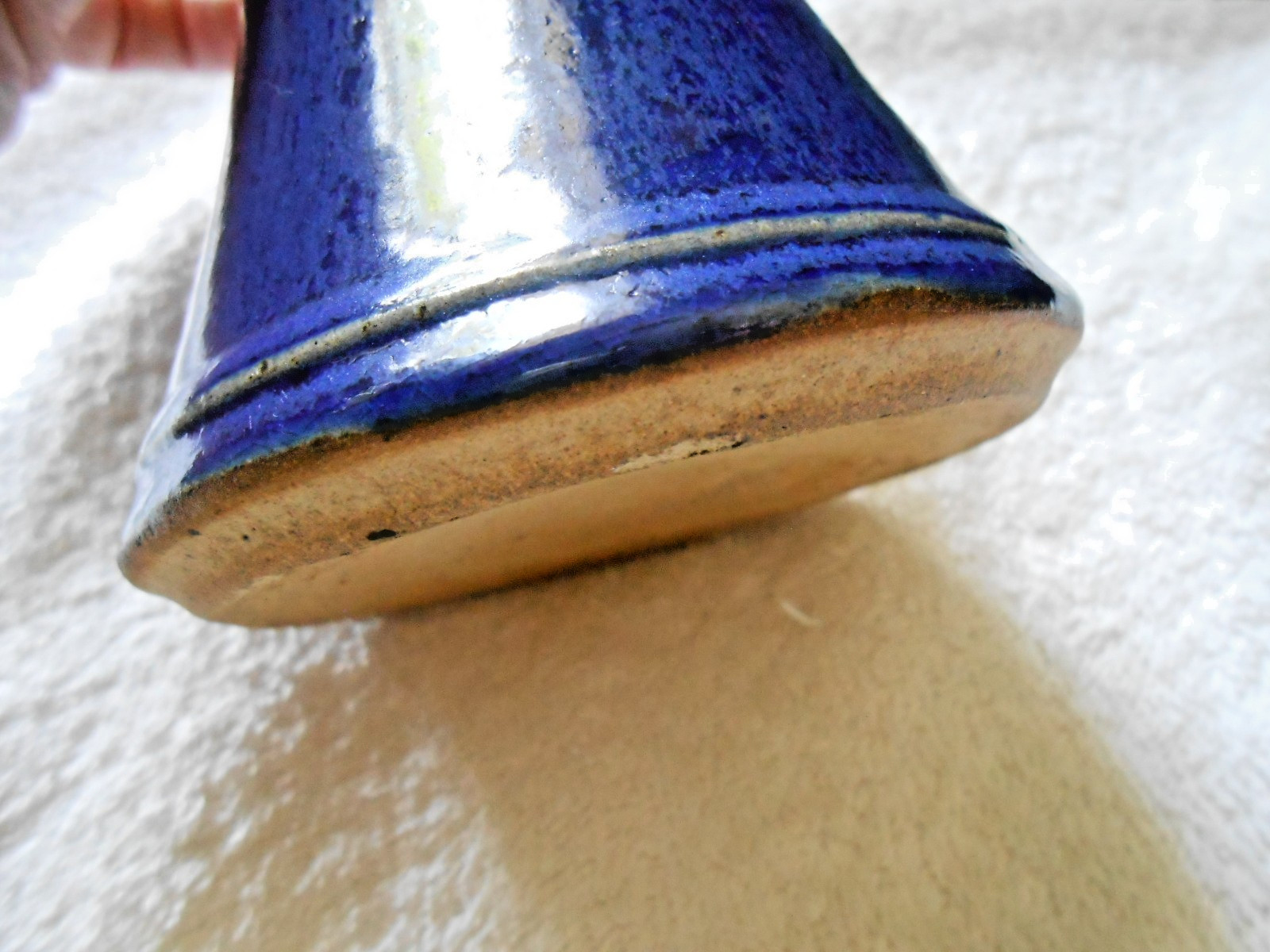 Studio Art Pottery Vase Lapis Blue Drip Glaze Signed KS MMV