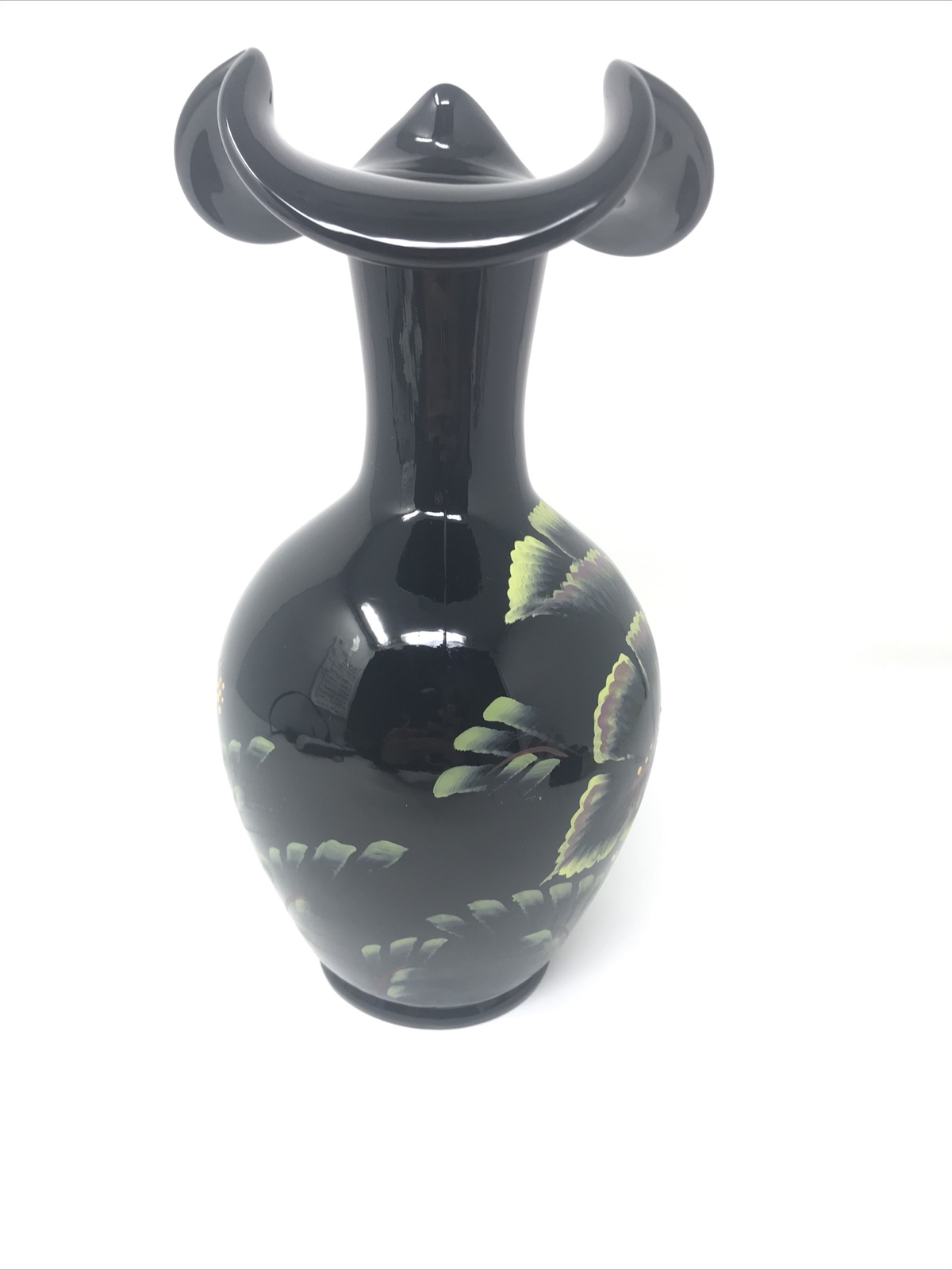 Fenton Safari Collection Tropical Forest 10″ Vase Hand Painted.