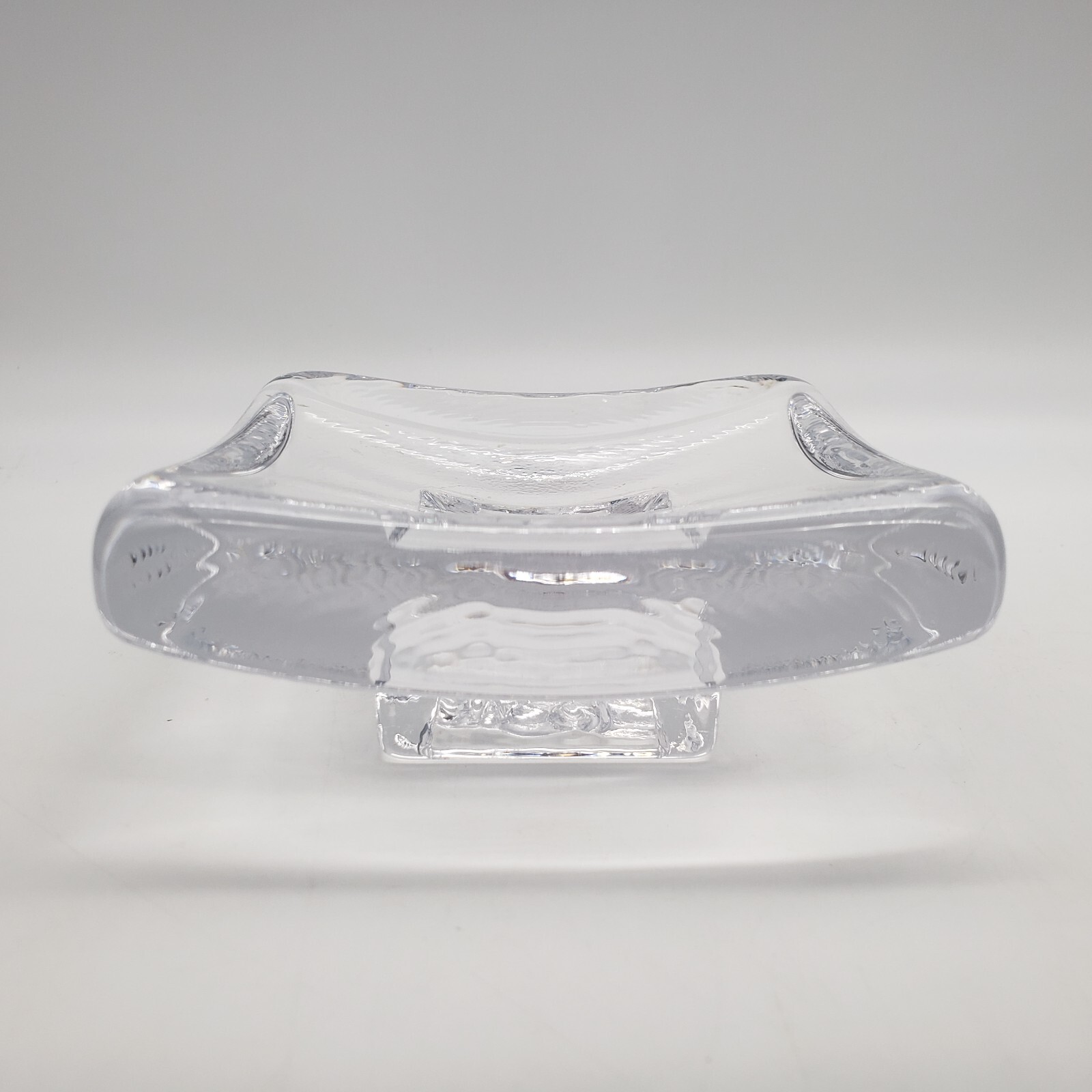 Kosta Boda Square Art Glass Trinket Dish Two Faced By Artist Bertil Vallien