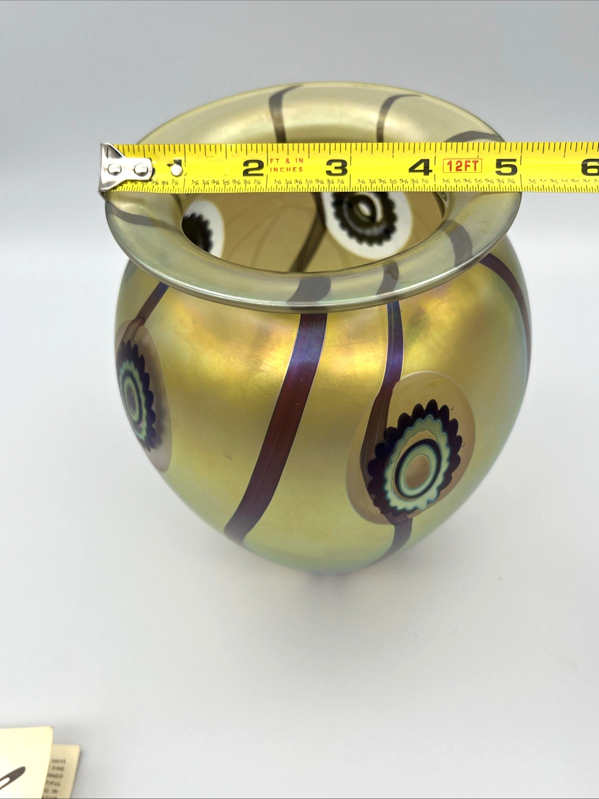 Robert Eickholt Studio Art Glass Iridescent Seascape 8″ Vase – Signed 2007