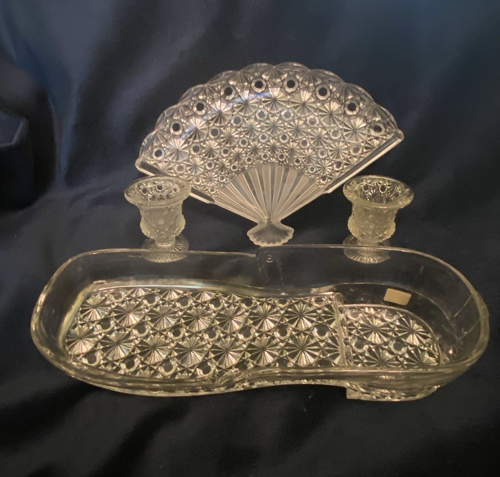 Antique EAPG Lot of Daisy and Button Novelty Items Large Open Shoe Celery Dish