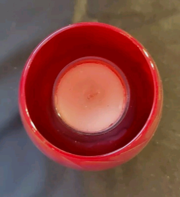 Beautiful Art Glass Votive Candle Holder Red&Gold Swirled. Mint Condition #922S