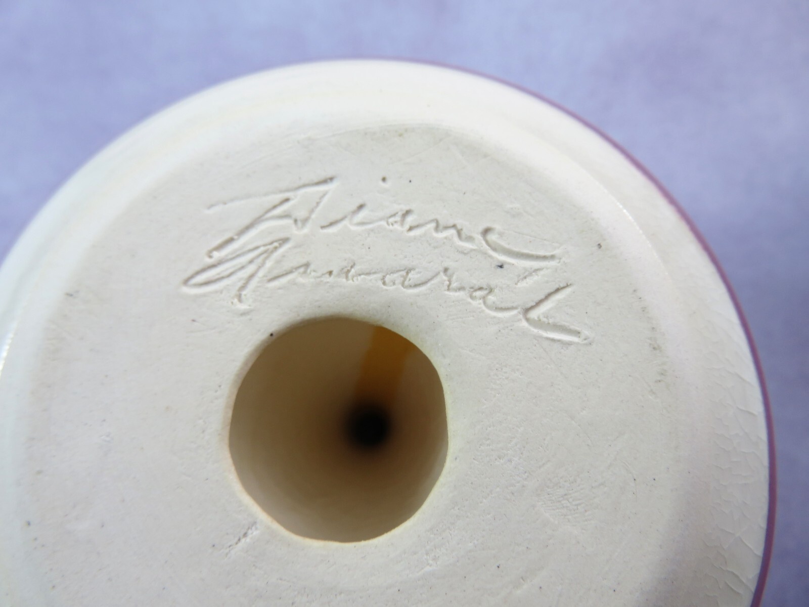 Studio Pottery Taper Candle Holder Diane Amaral Artist Signed Vintage 1980s