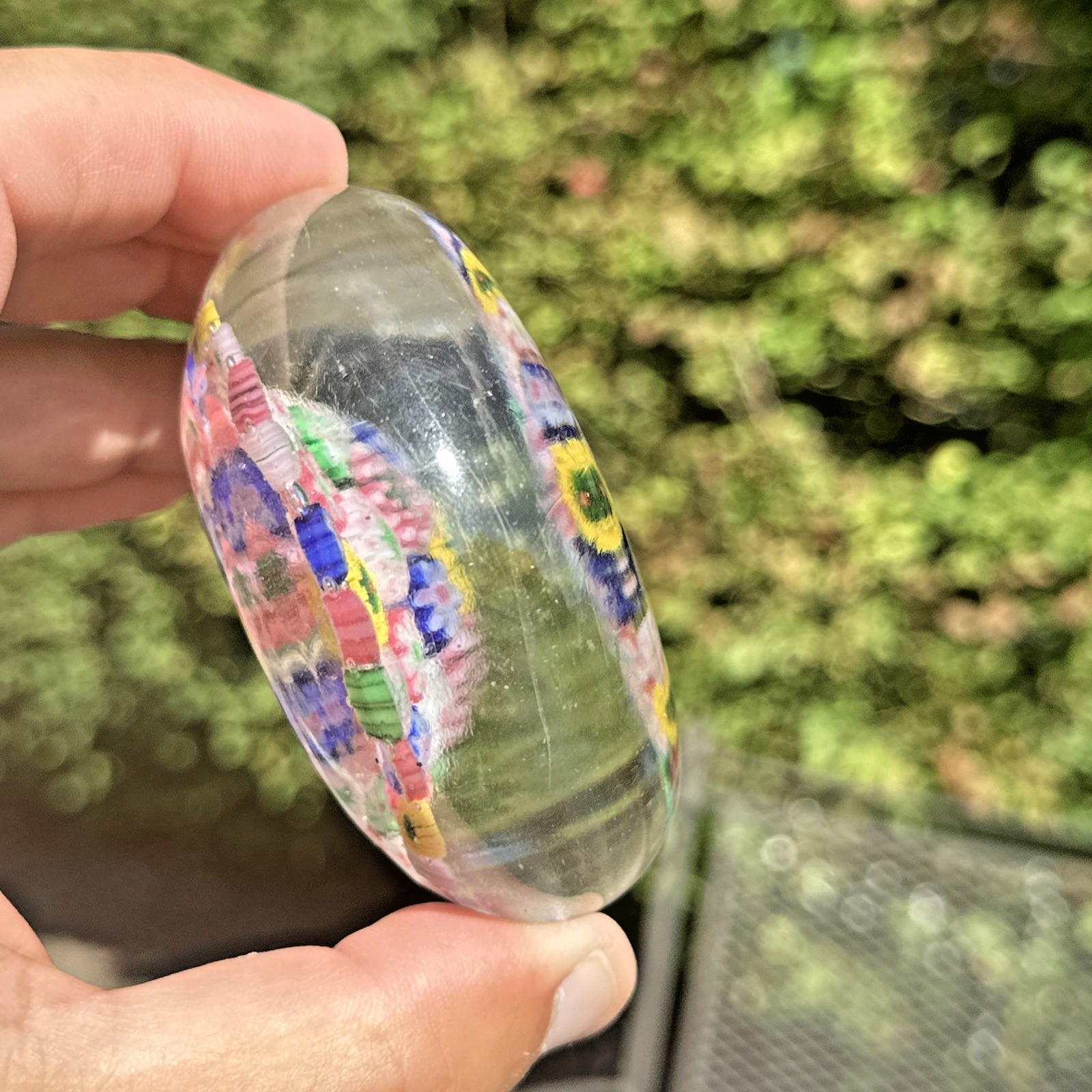 ANTIQUE CHINESE MILLEFIORI MULTI~COLORED CANES GLASS PAPERWEIGHT 1930’s