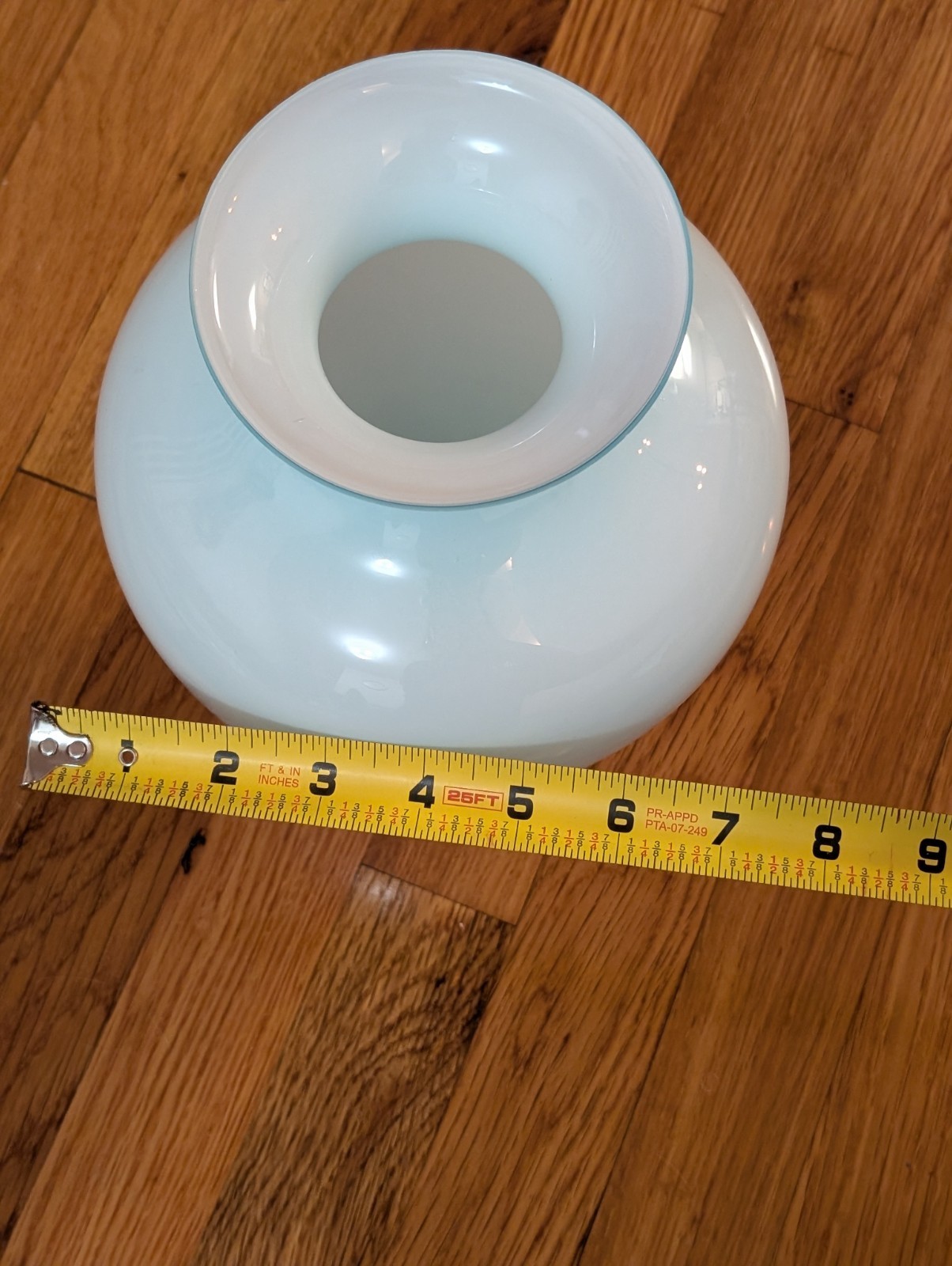 Turquoise Sky Blue Opalescent Glass Large Vase 10.5″ Tall