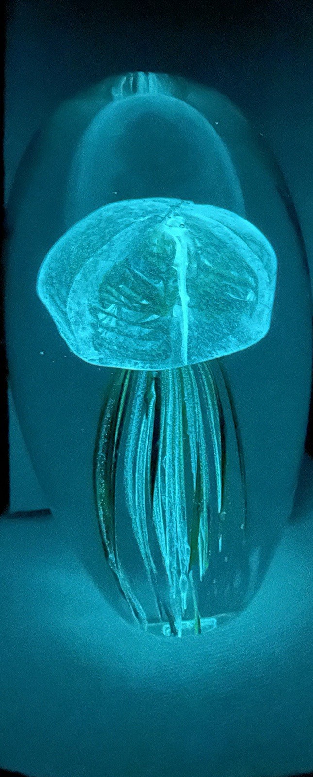 Vintage Art Glass Large Yellow-Green JellyfishPaperweight