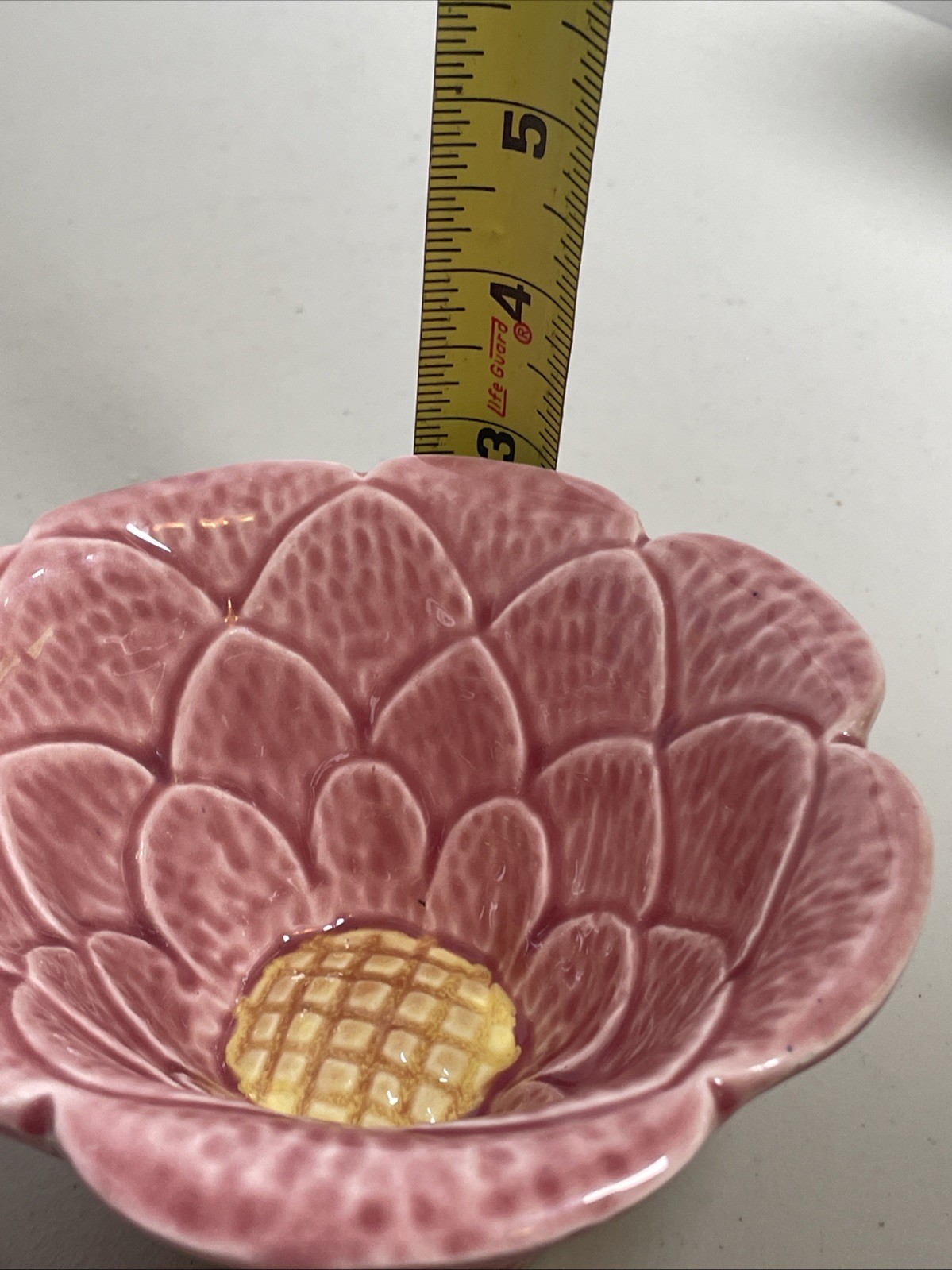 Vintage TIC Pottery USA Bowl Pink Cactus Flower Shaped Ceramic Dish