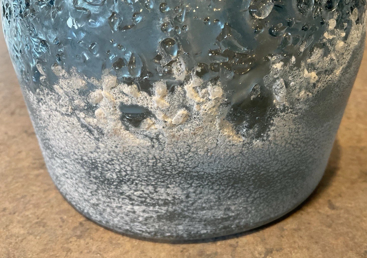 STUDIO ART GLASS :: 4 1/4” OCEAN INSPIRED BOWL VASE Sandcast Textured Frosted