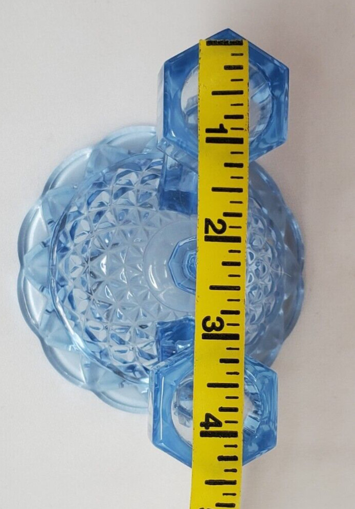 Imperial Glass KATY BLUE Opalescent Laced Edge DOUBLE CANDLE Holder RARE & HTF