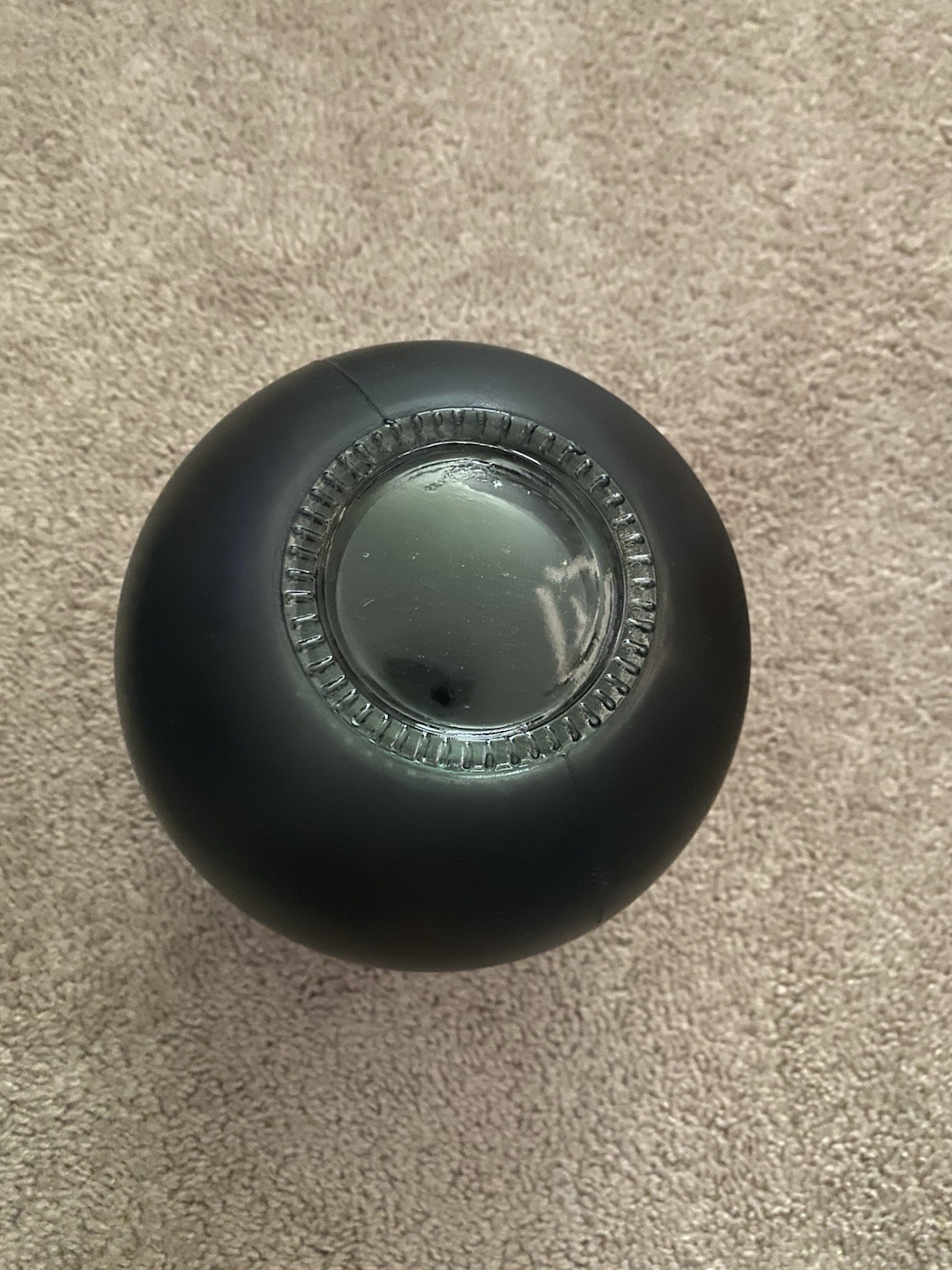 Black Matte Glass Decorative Bottle with Etched Asian Characters, Round, Stopper