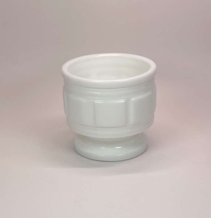VTG Randall Milk Glass Short Pedestal Vase Bowl Planter Round Approx 4” Diam.