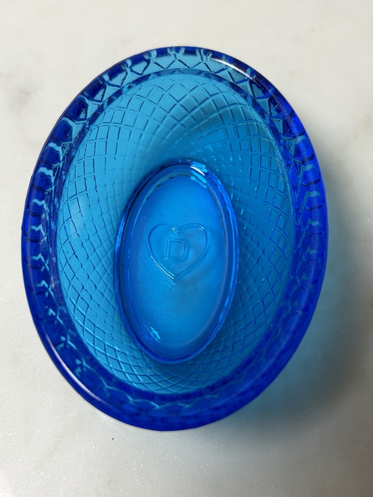 Vintage Degenhart Marine Blue Mini Hen On Nest