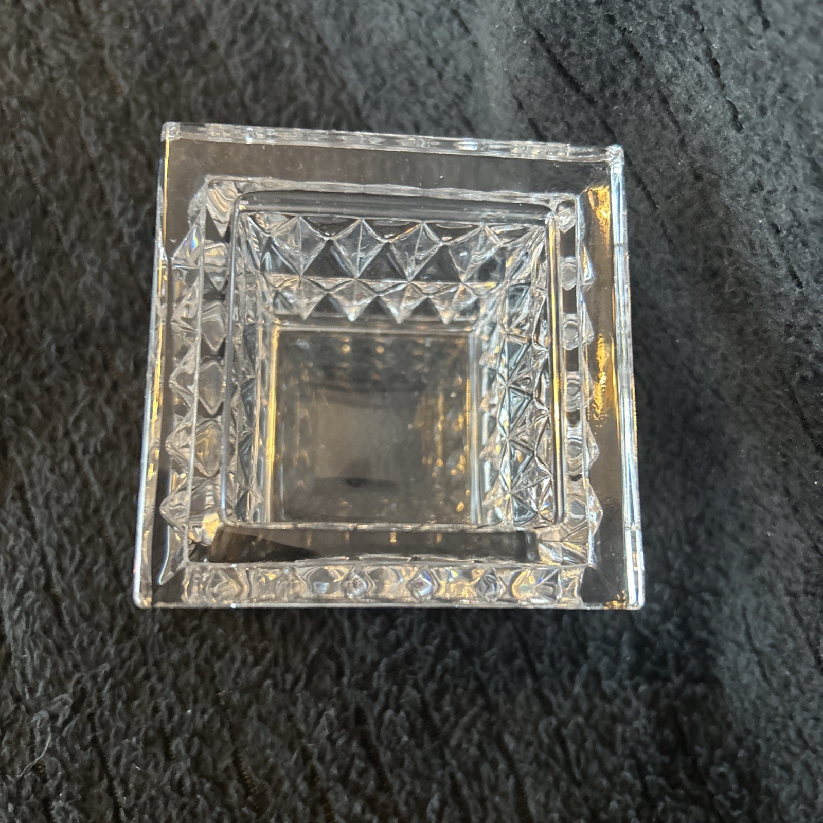 WATERFORD Marquis Crystal Cut Paradoux 3” Candle Votive Holder Square EUC