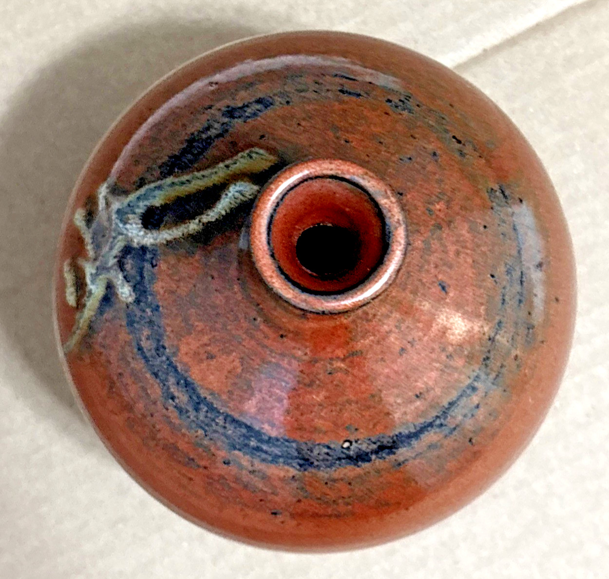 VTG Studio Art Pottery Vase Rust Red Drip Glaze Signed Sylvestri Hand Thrown