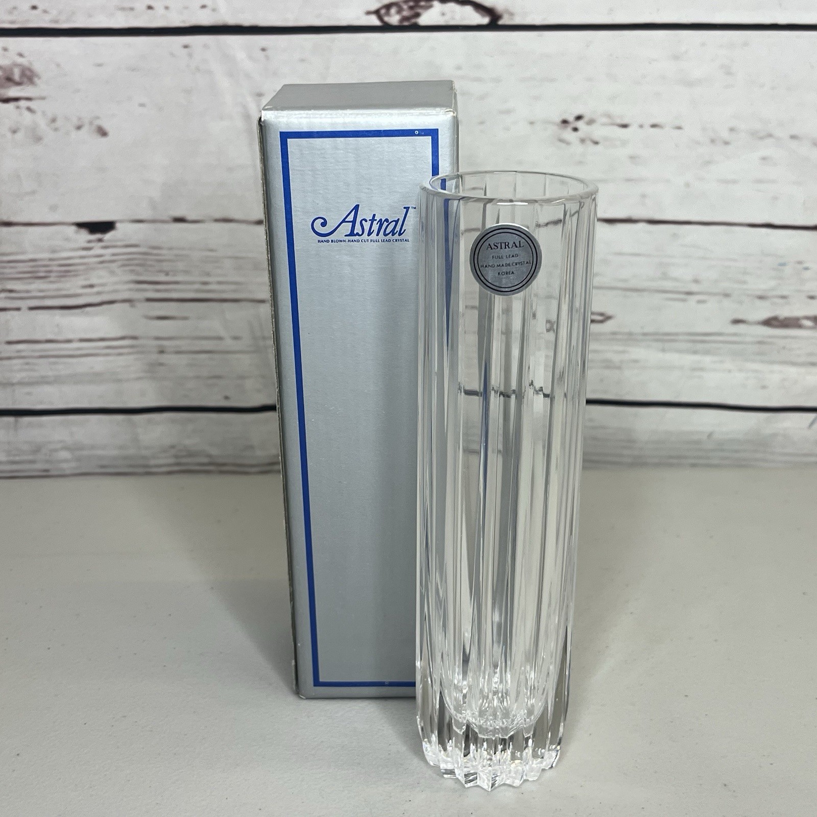 Vintage Astral Hand Blown Hand Cut Full Lead Crystal Vase W/ Box