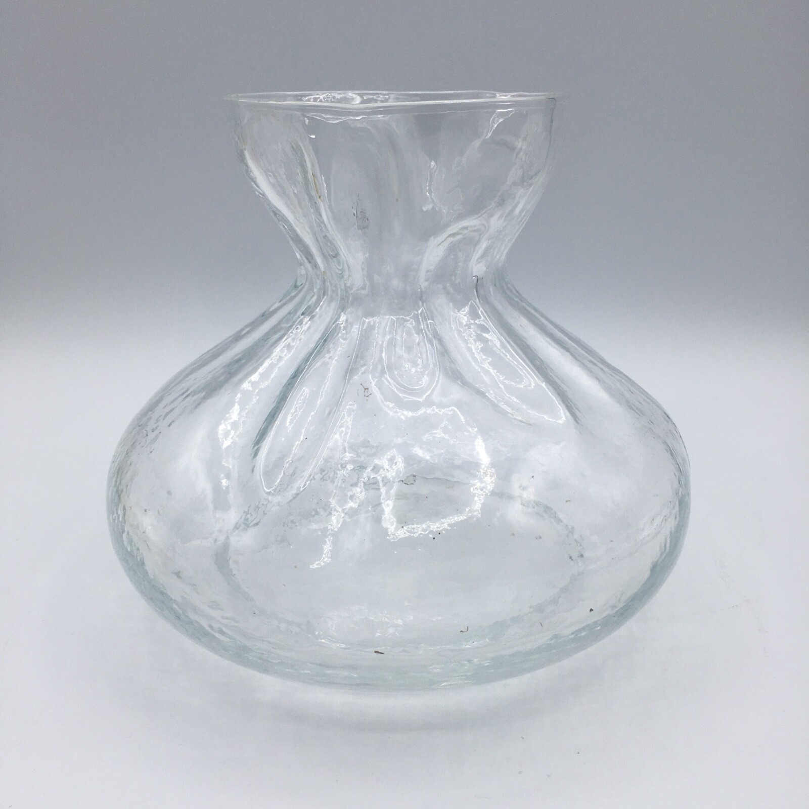 Swedish Glass Vase Clear Cinched Sack Bag Pinched SEA of Sweden Rune Strand