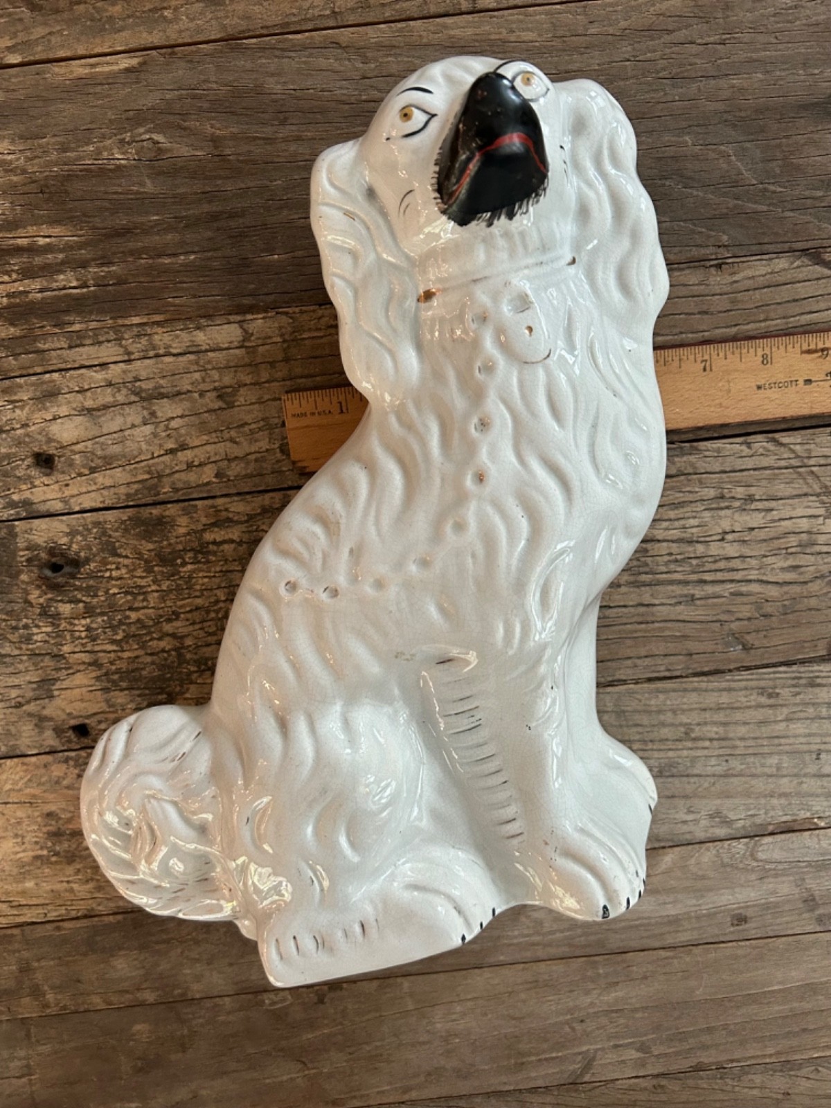 Authentic Antique Staffordshire Large Spaniel Dog Pair – 12″