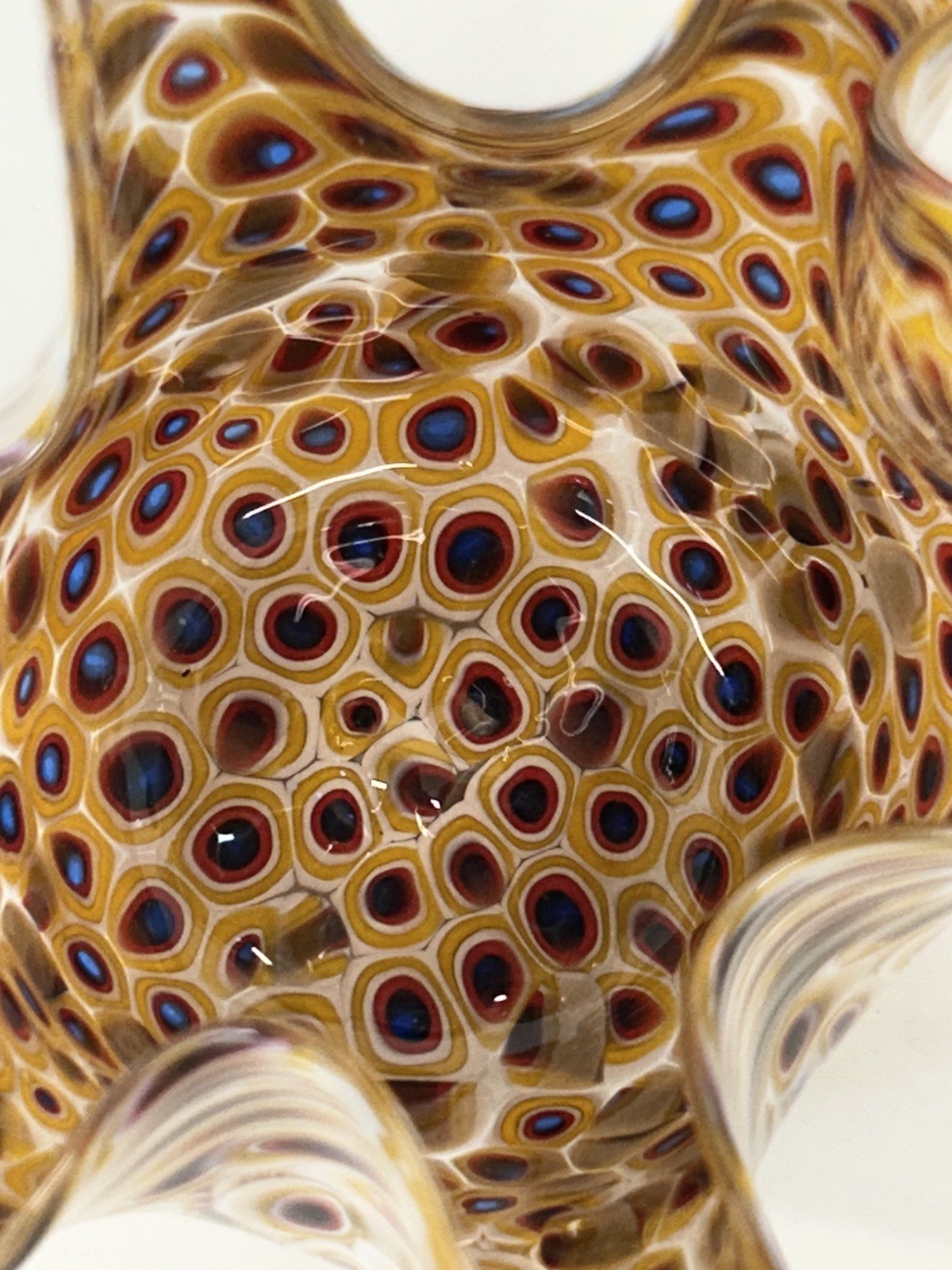 Murano Glass La Serenissima Millefiori Handkerchief Vase Bowl Italy Red Brown 4″